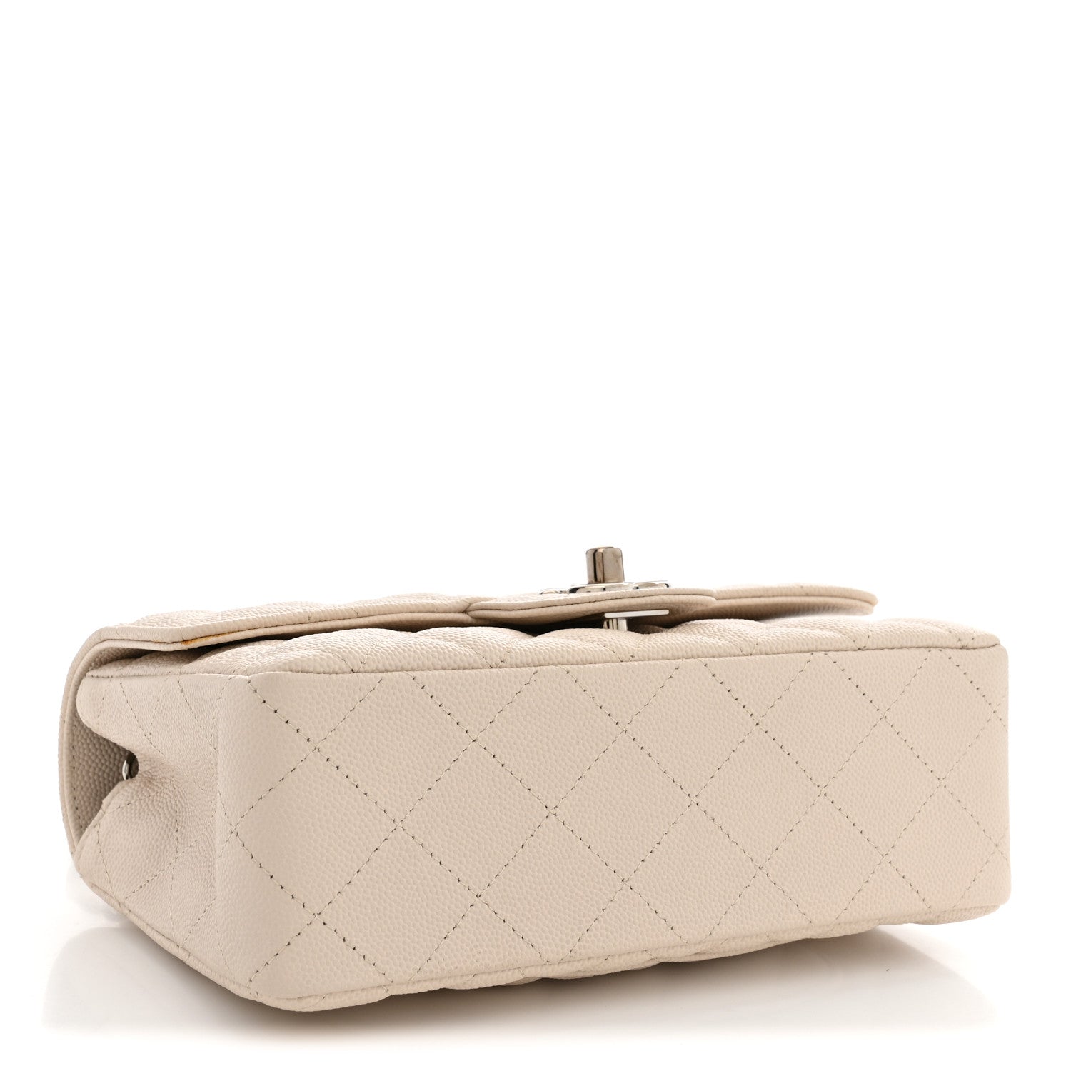 Caviar Quilted Mini Rectangular Flap Light Beige — view 4