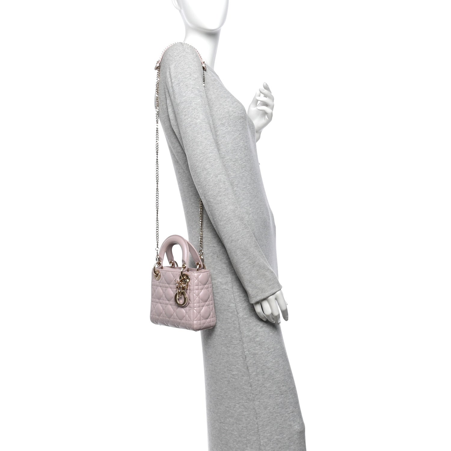 Metallic Lambskin Cannage Mini Lady Dior Lotus — view 2