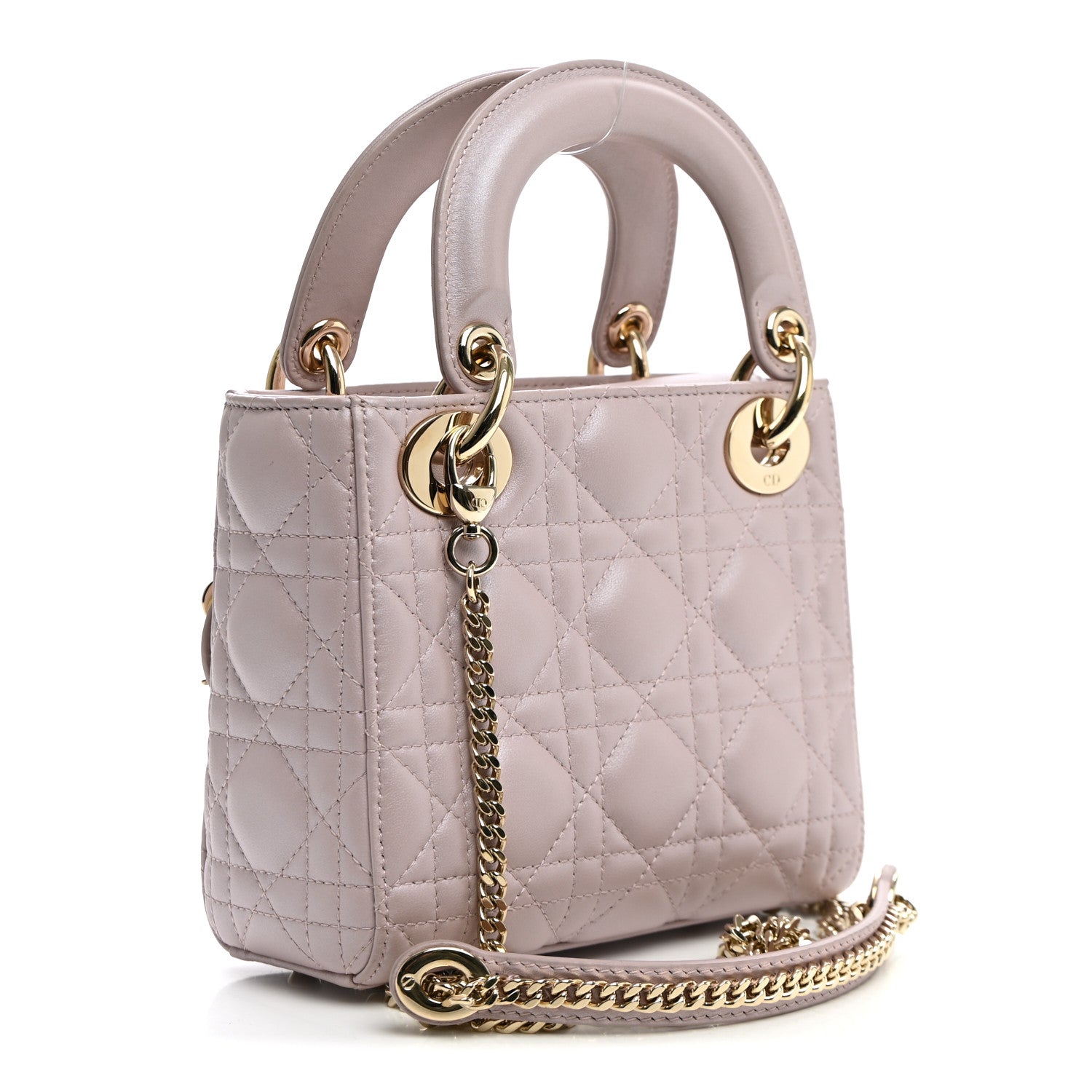 Metallic Lambskin Cannage Mini Lady Dior Lotus — view 3