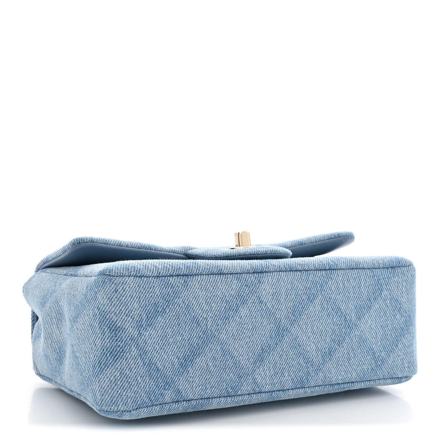 Printed Denim Quilted Mini Rectangular Flap Light Blue — view 4