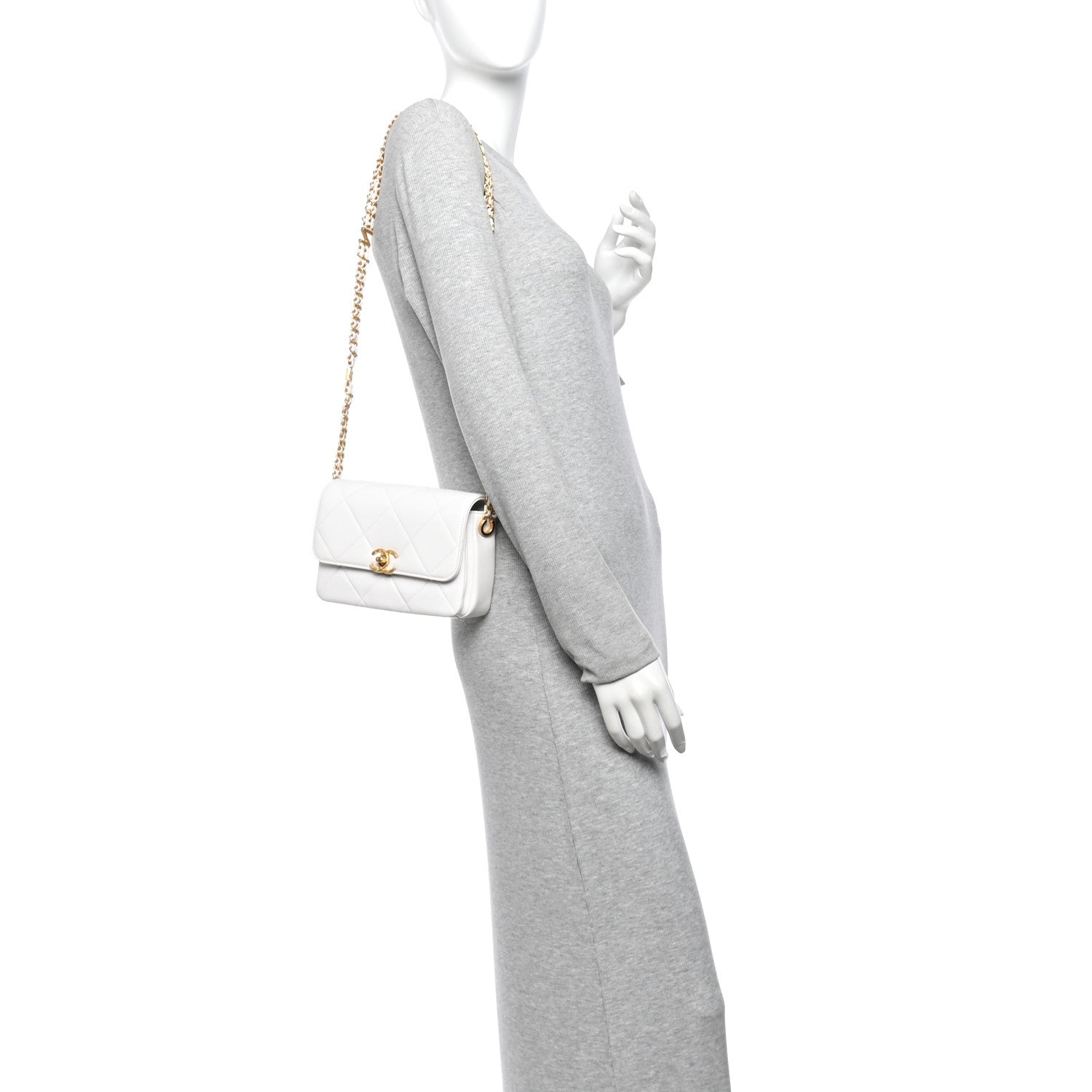 Caviar Quilted Mini CC You Flap White — view 2