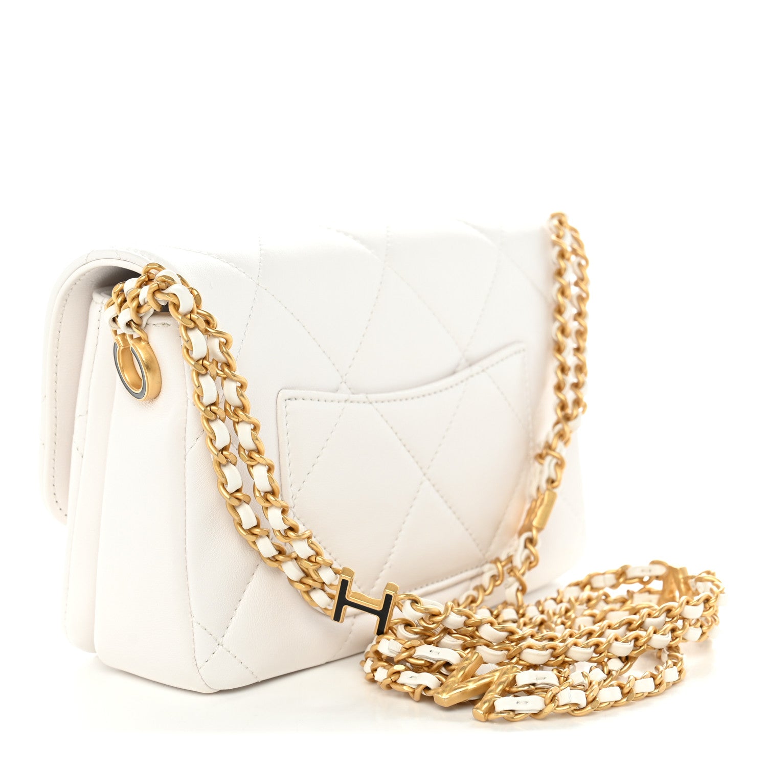 Caviar Quilted Mini CC You Flap White — view 3