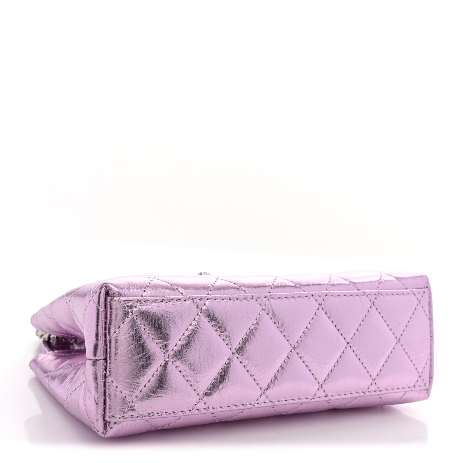 Metallic Aged Calfskin Quilted Nano Kelly Shopper Pink — view 4