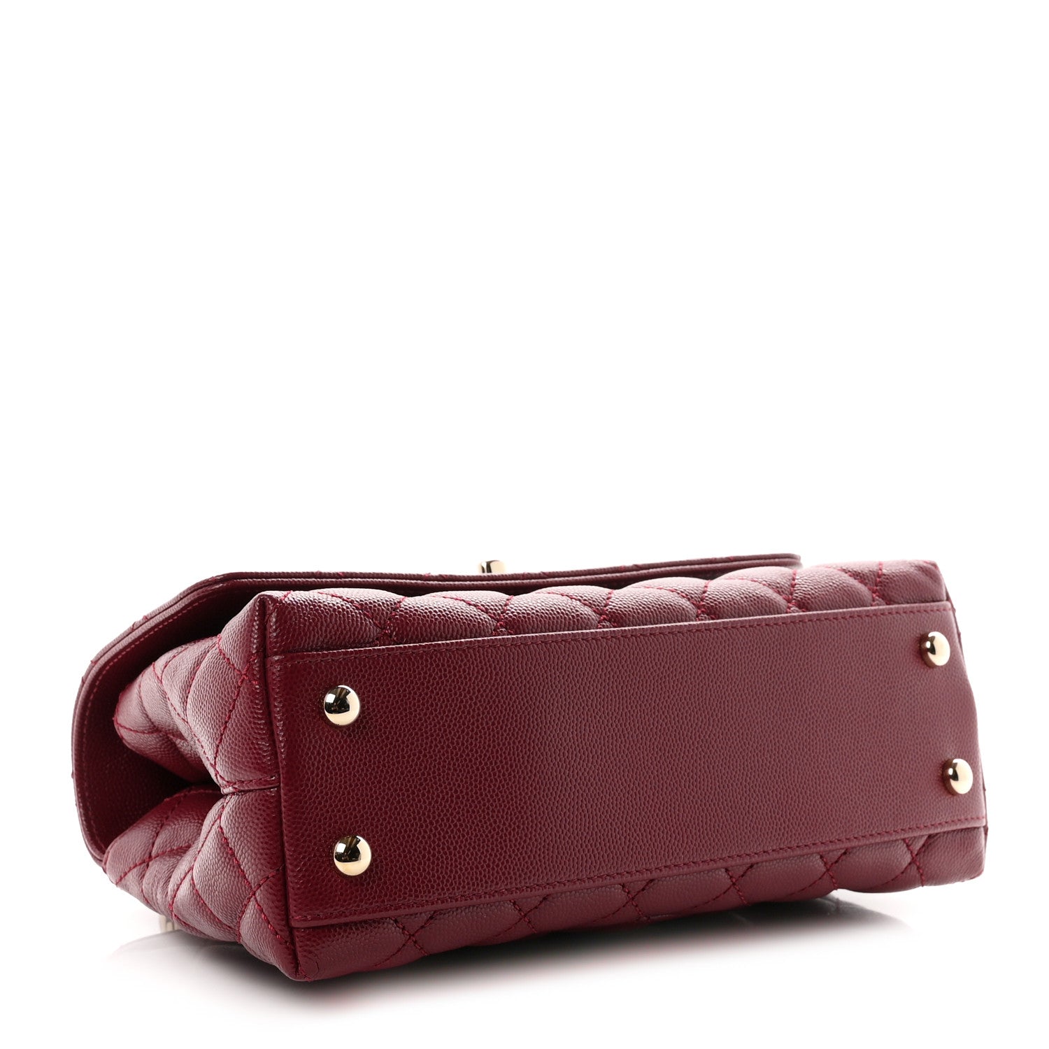 Caviar Quilted Mini Coco Handle Flap Burgundy — view 4