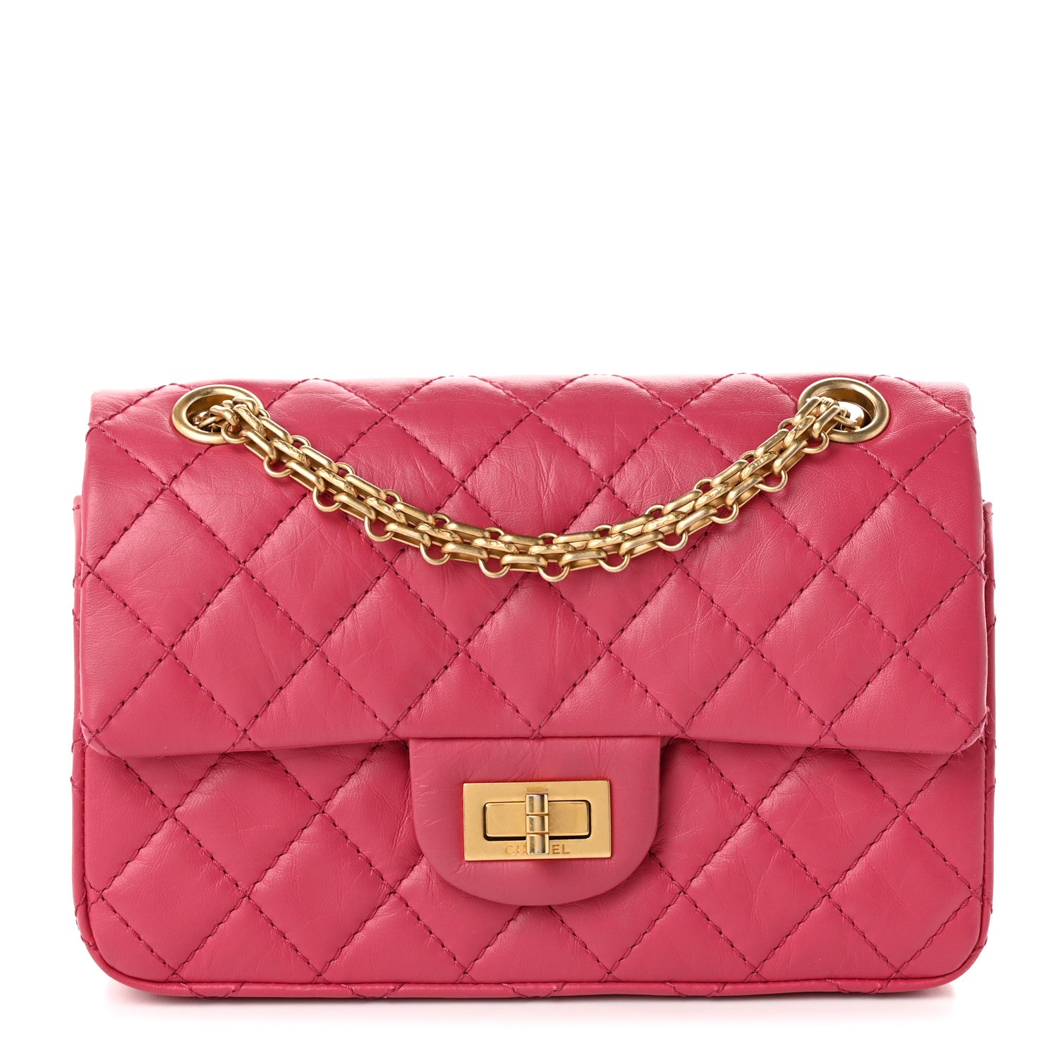 Aged Calfskin Quilted 2.55 Reissue Mini Flap Pink