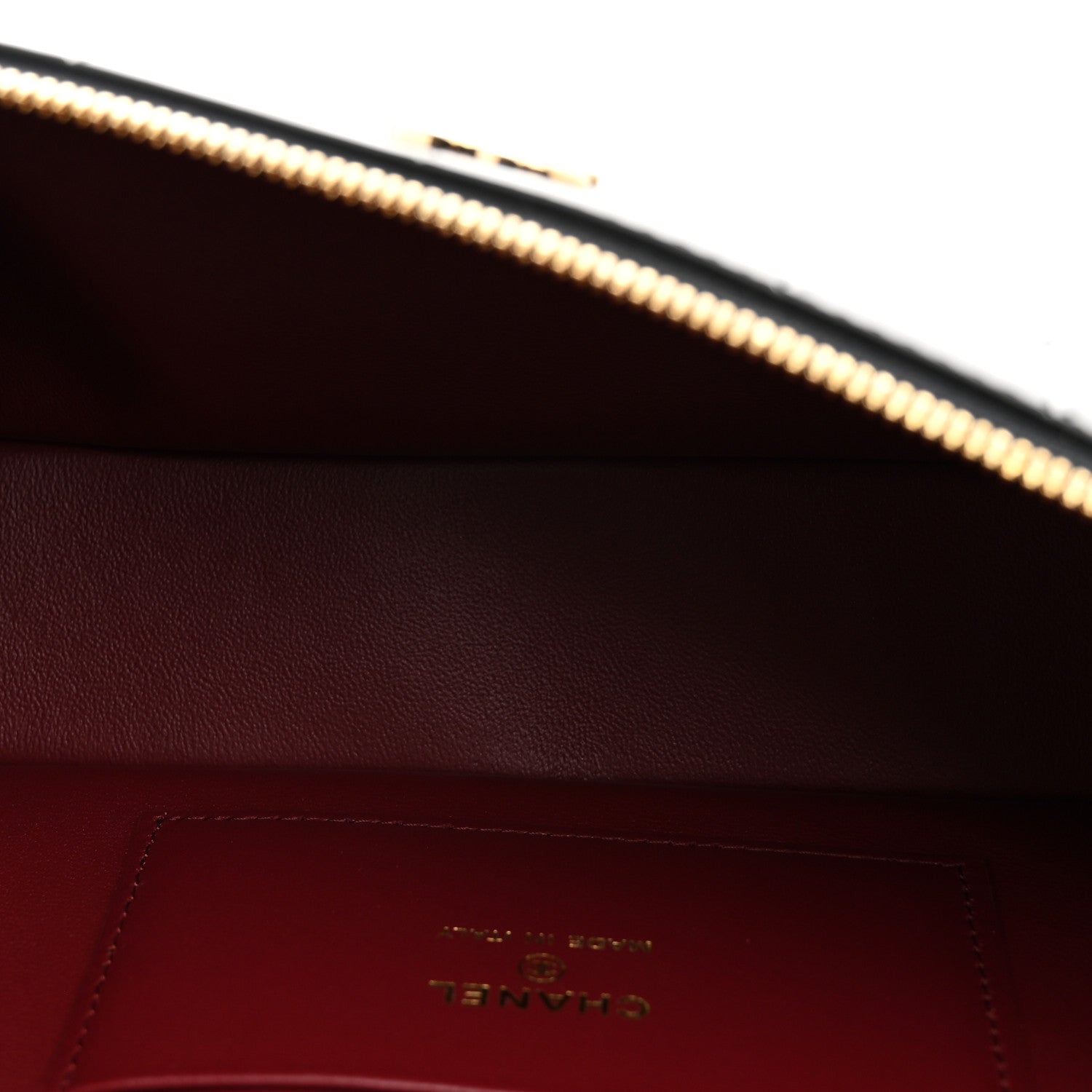 Calfskin Crocodile Embossed Slim Vanity Case With Chain Black — view 5