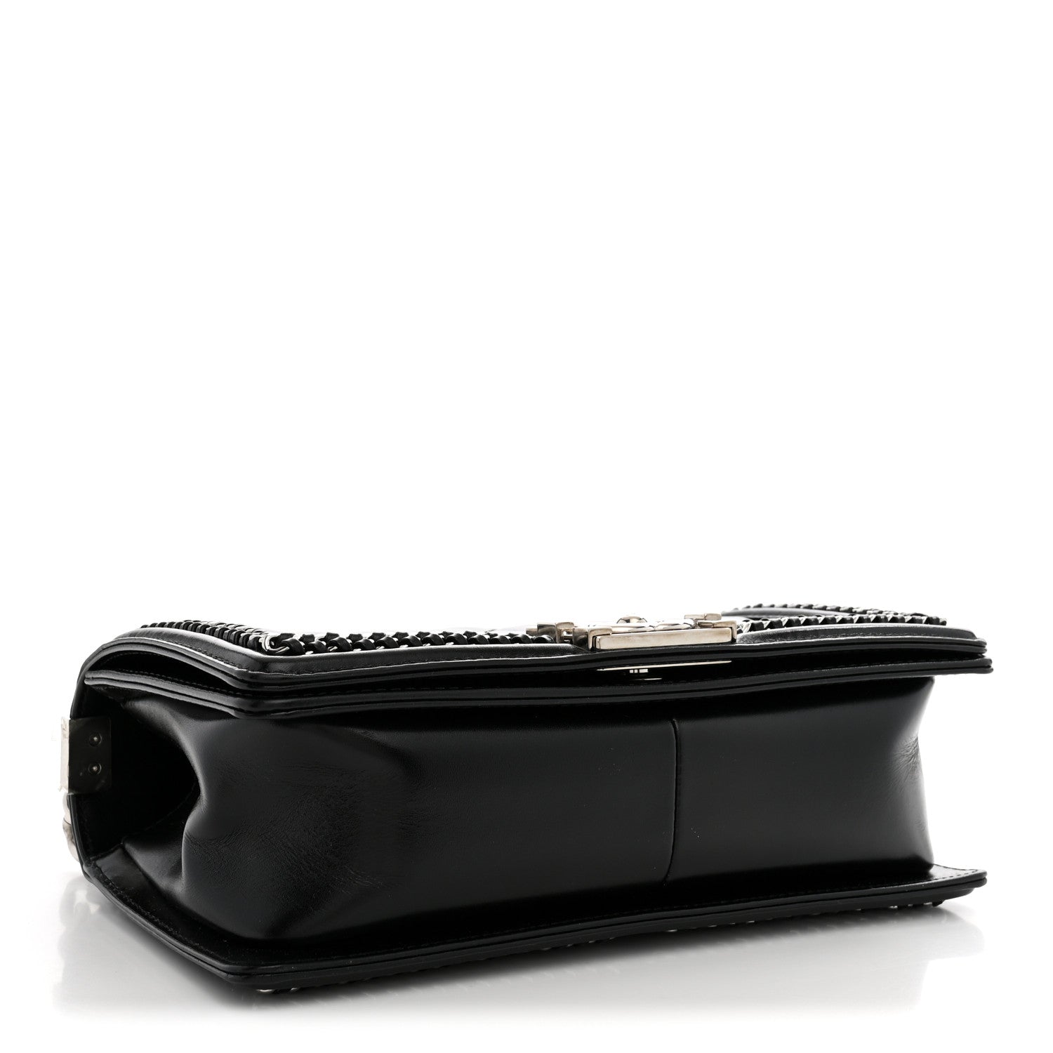 Glazed Calfskin Quilted Medium Chain Around Boy Flap Black — view 4