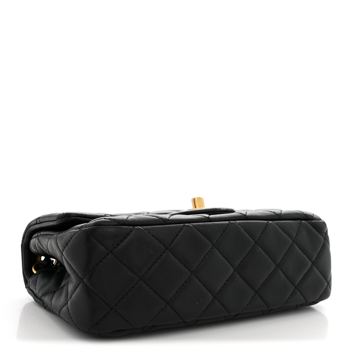 Lambskin Quilted Mini Rectangular Pearl Crush Flap Black — view 4