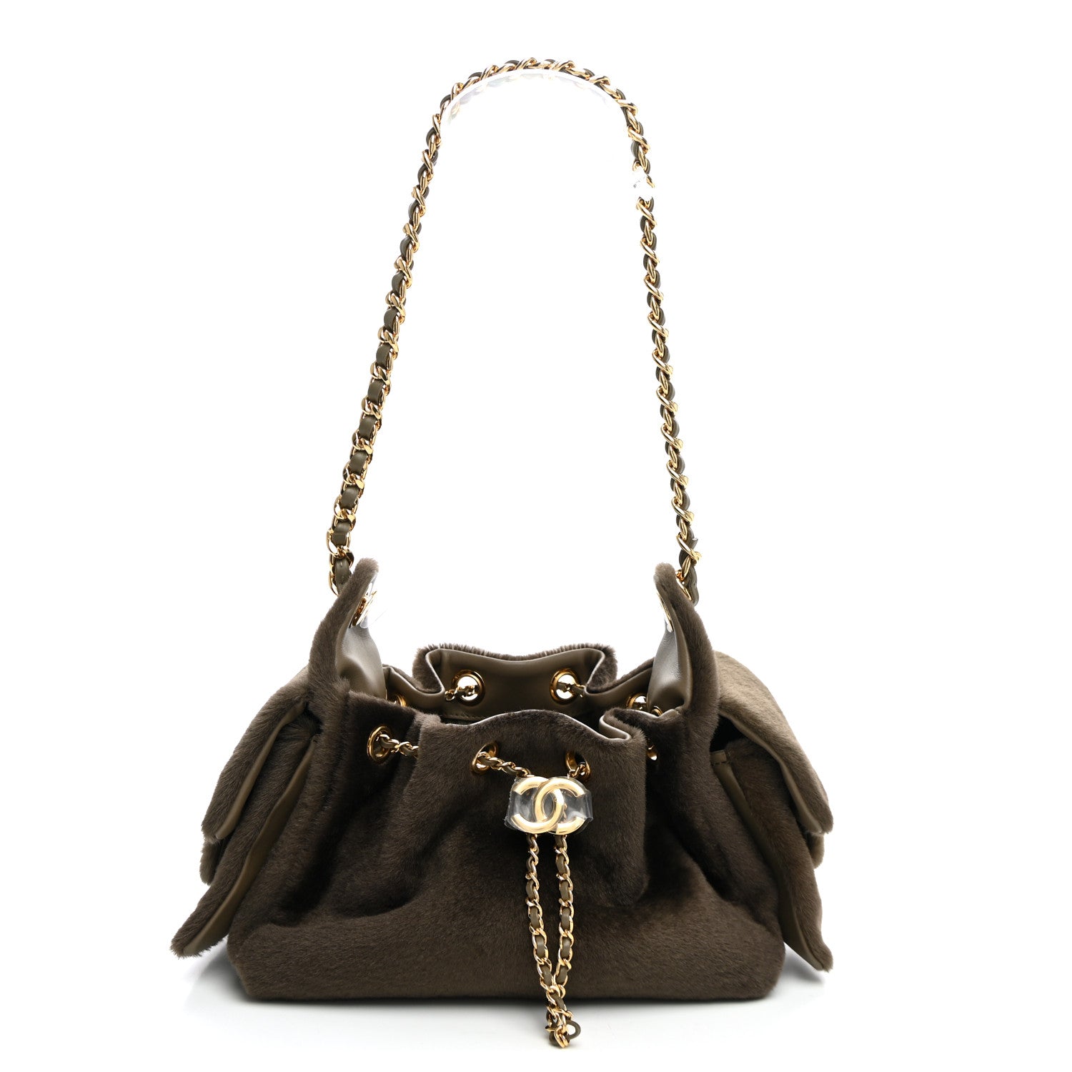 Pony Hair Mini Chanel 25 Handbag Dark Khaki