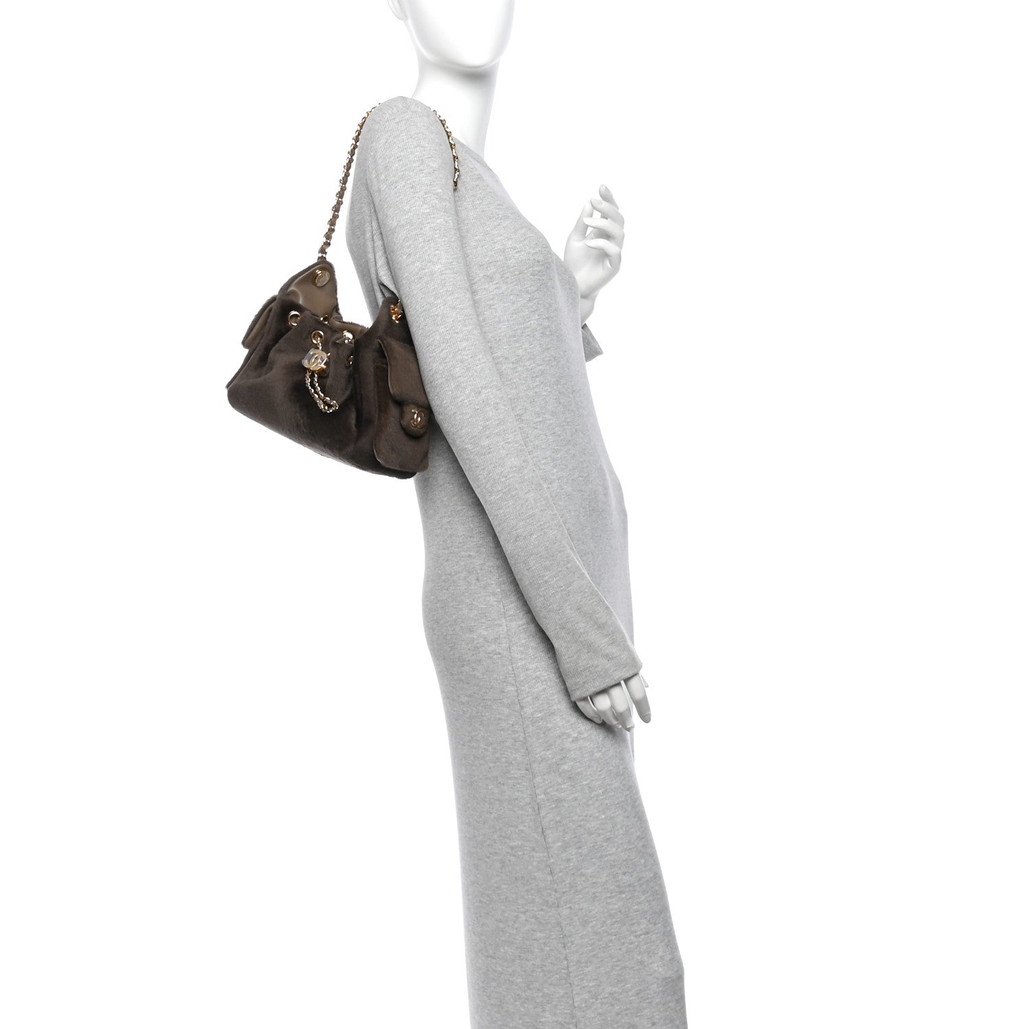 Pony Hair Mini Chanel 25 Handbag Dark Khaki — view 2