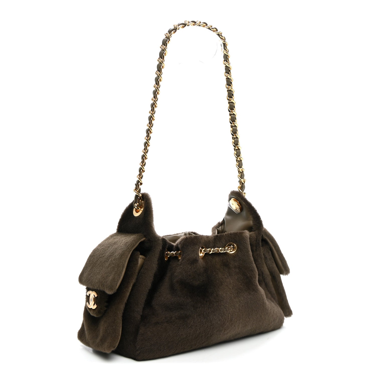 Pony Hair Mini Chanel 25 Handbag Dark Khaki — view 3