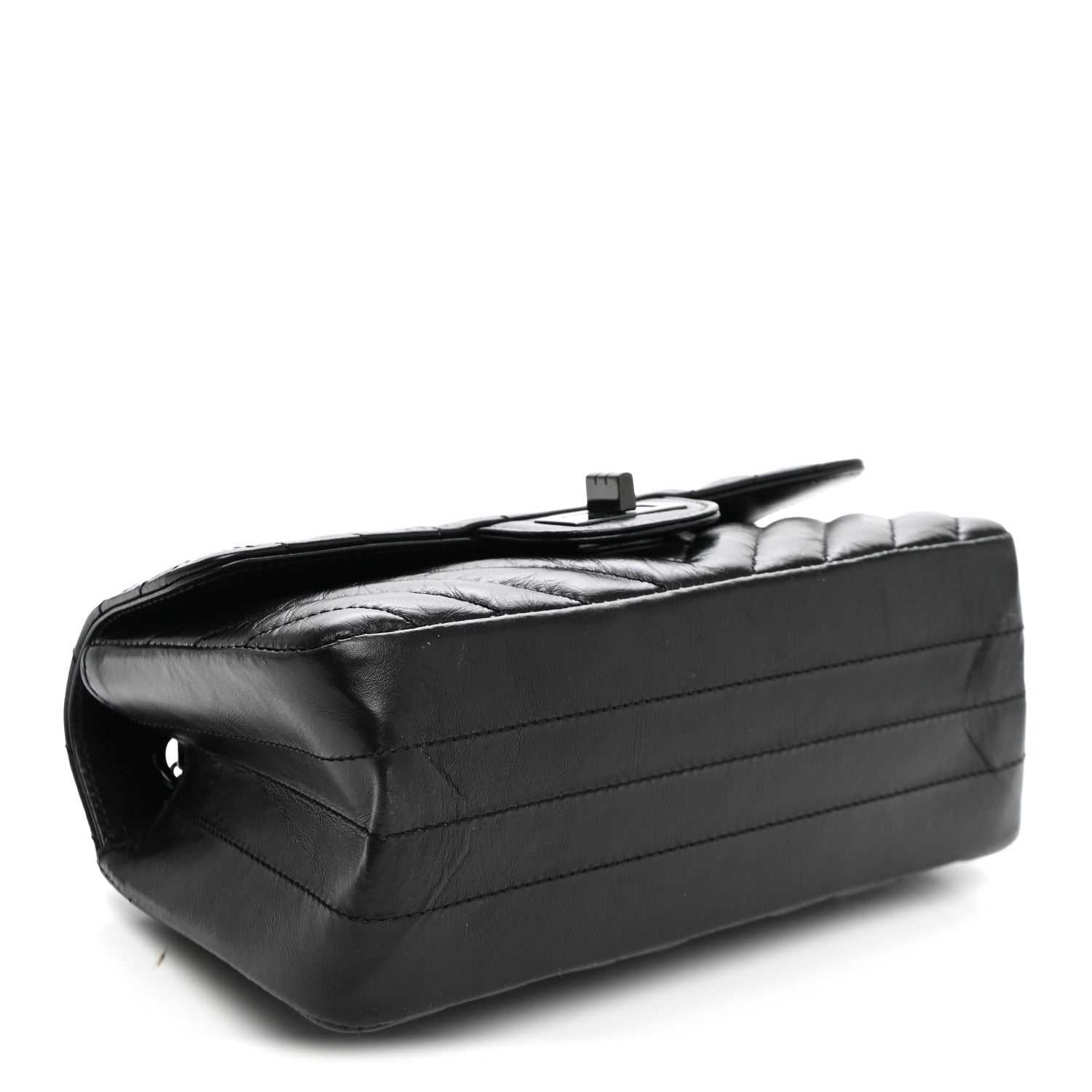 Aged Calfskin Chevron Quilted 2.55 Reissue Mini Flap So Black — view 4