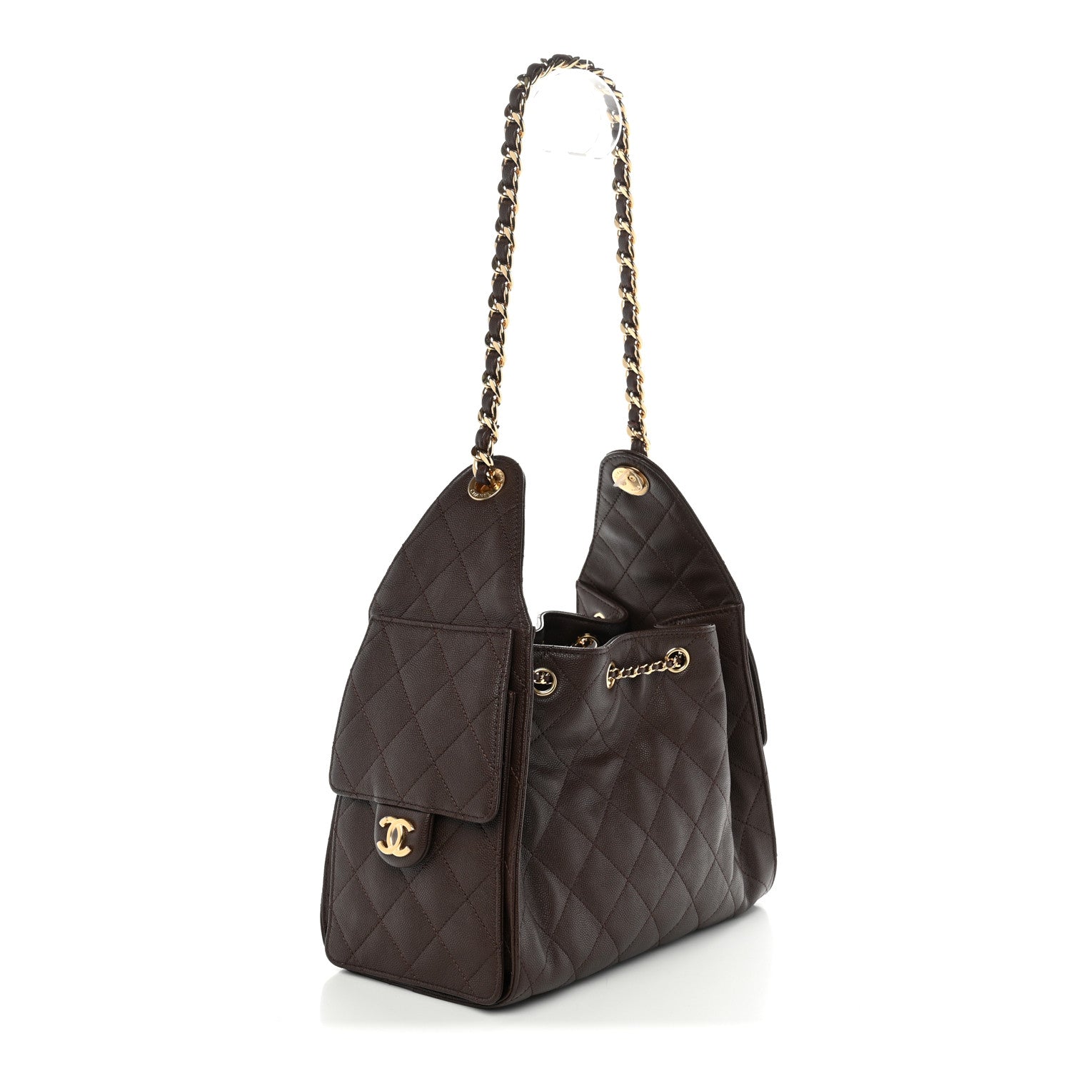 Caviar Quilted Small Chanel 25 Handbag Dark Brown — view 3