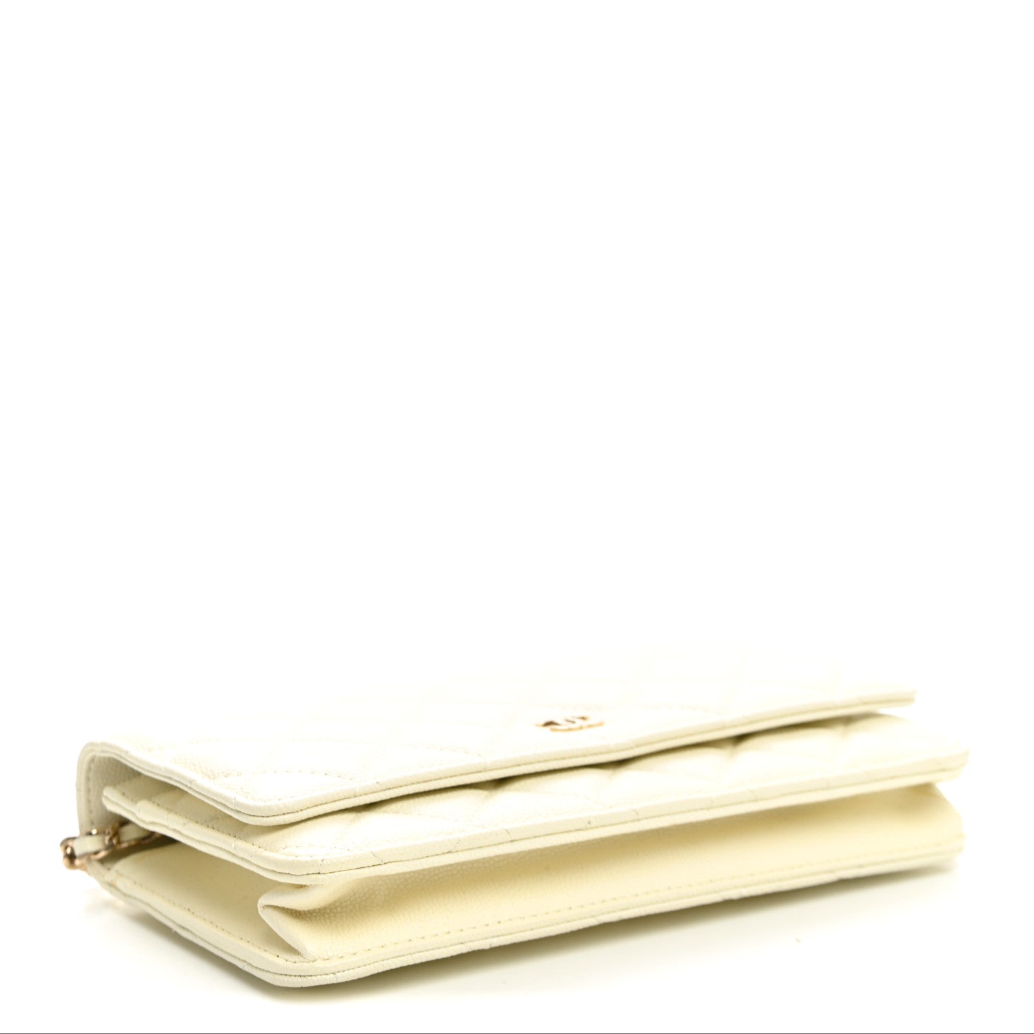 Caviar Quilted Wallet on Chain WOC White — view 4