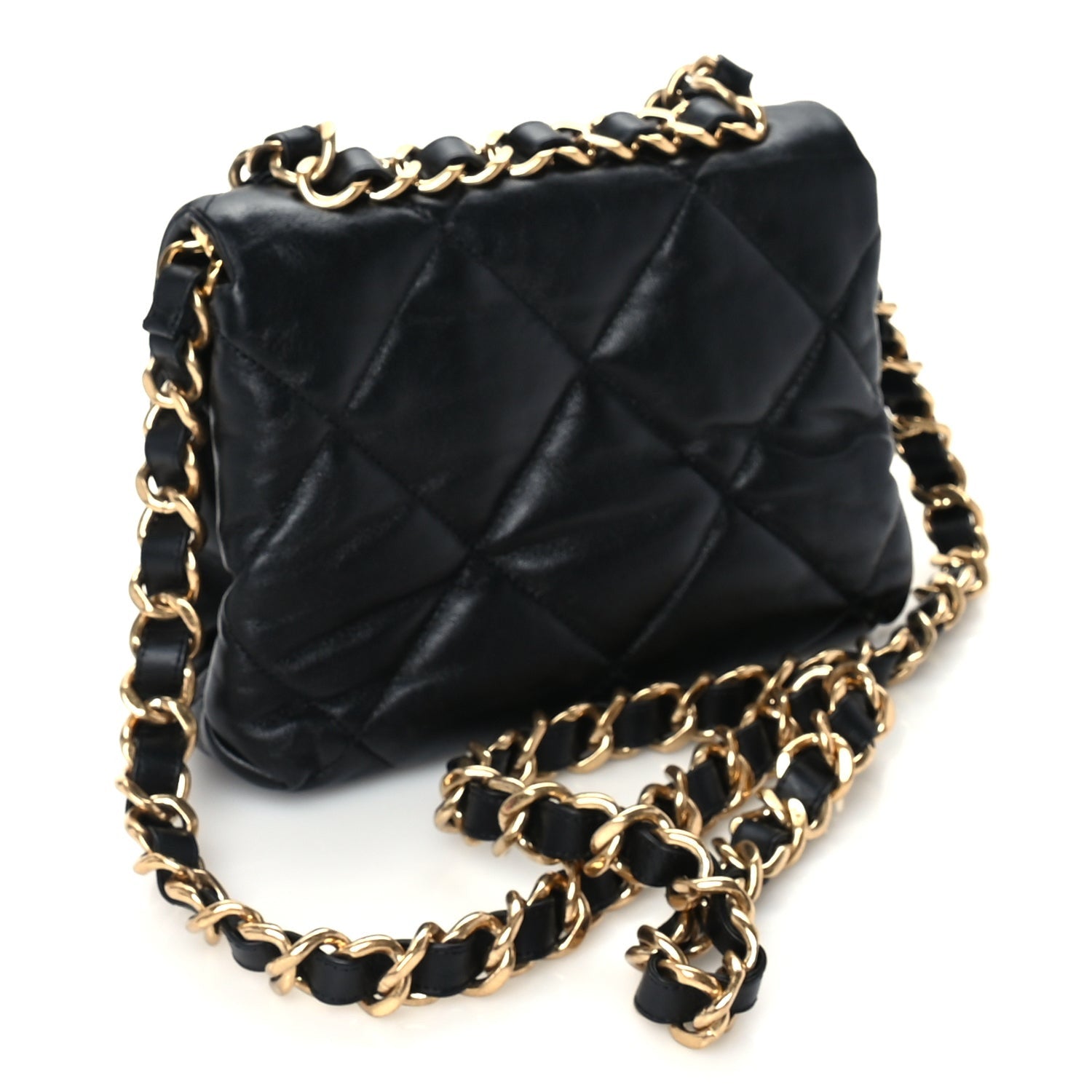 Lambskin Quilted Small Chain Top Handle Flap Black — view 2