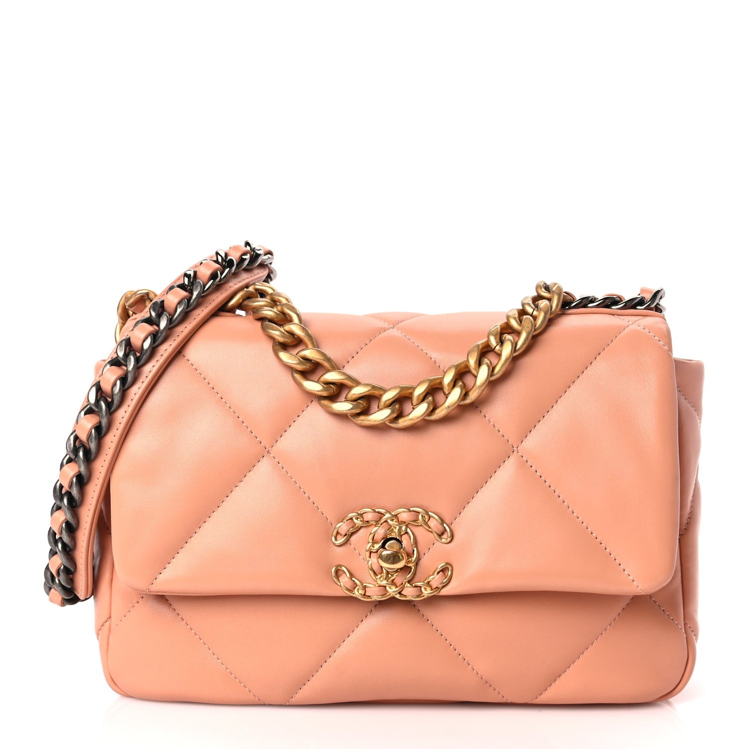 Lambskin Quilted Medium 19 Flap Beige