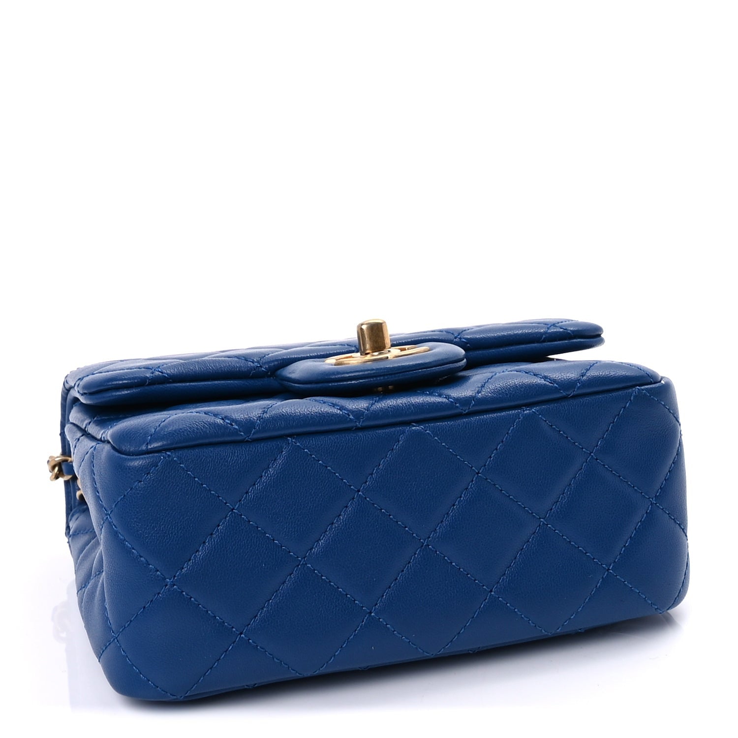 Lambskin Quilted Mini Pearl Crush Flap Blue — view 4