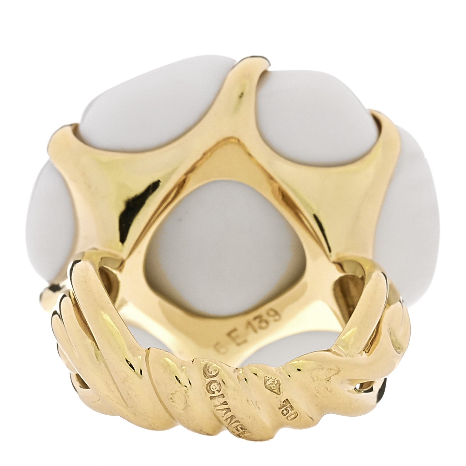 18K Yellow Gold Agate Camellia Ring 50 5.25 — view 4