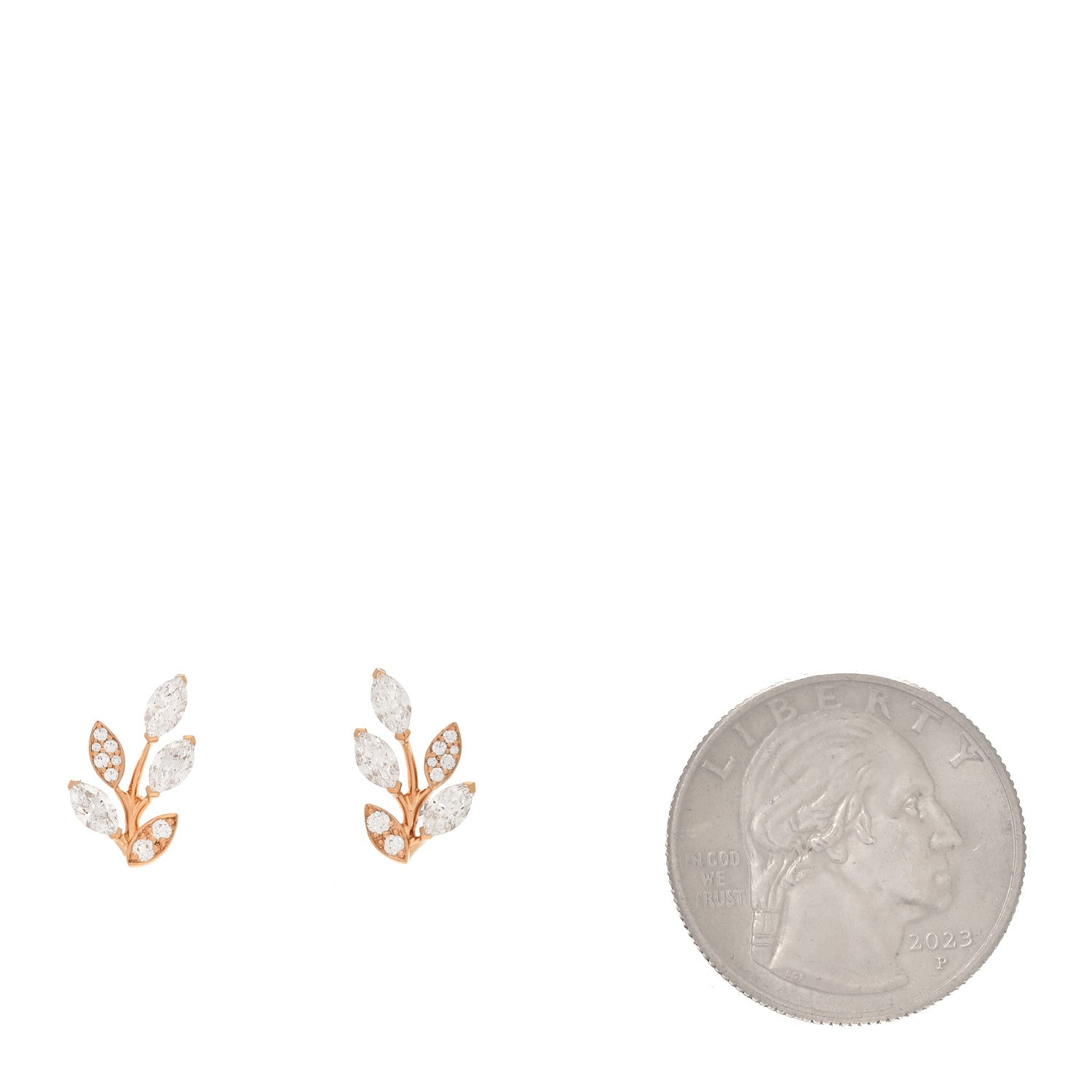 18K Rose Gold Diamond Small Victoria Vine Earrings — view 2