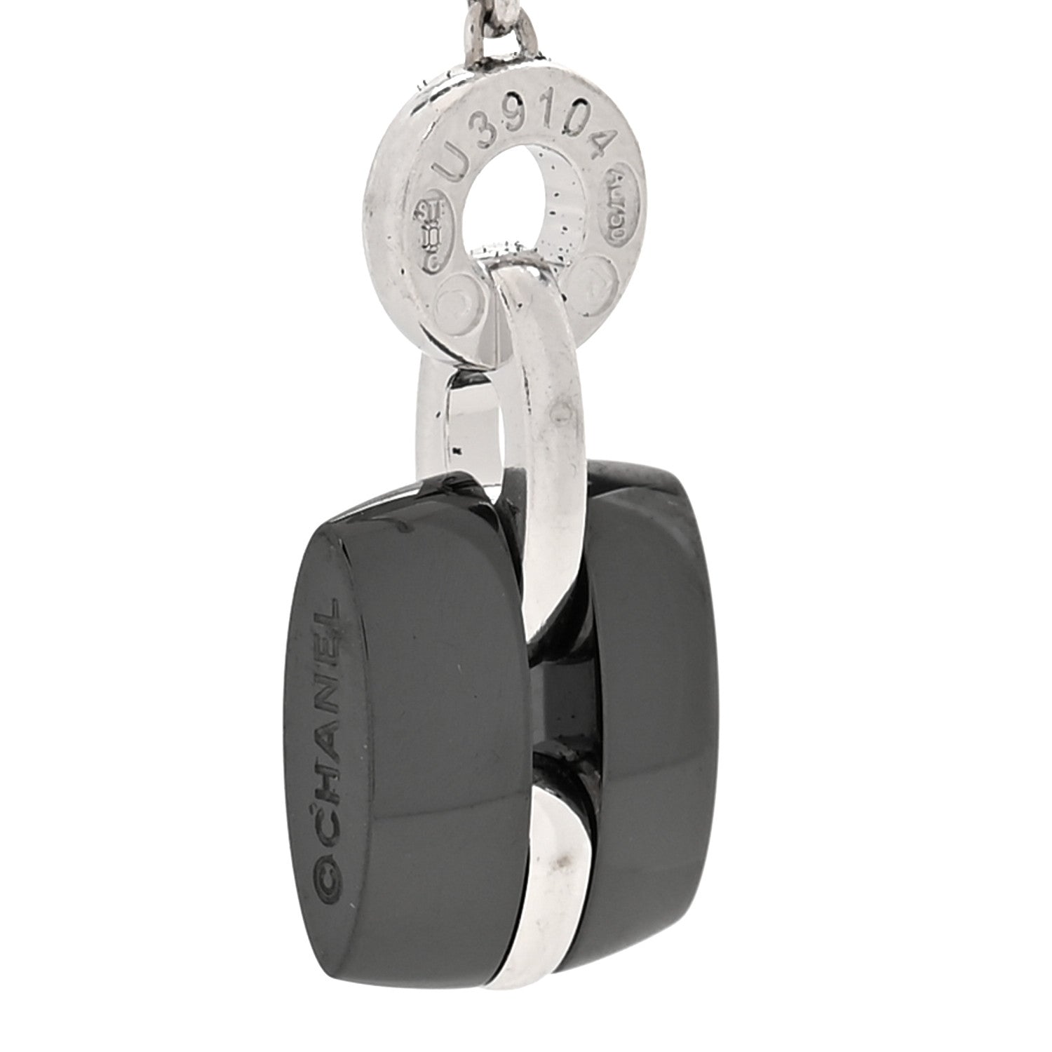 18K White Gold Diamond Ceramic Ultra Drop Earrings Black — view 4