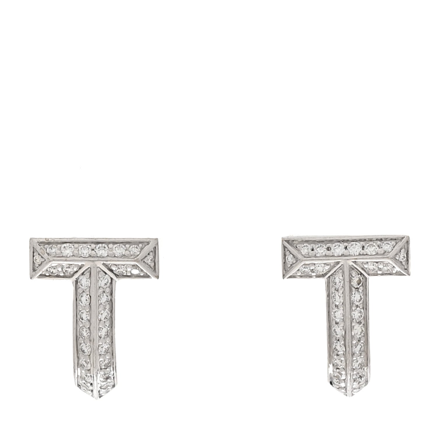 18K White Gold Diamond T1 Half Pave Huggie Earrings