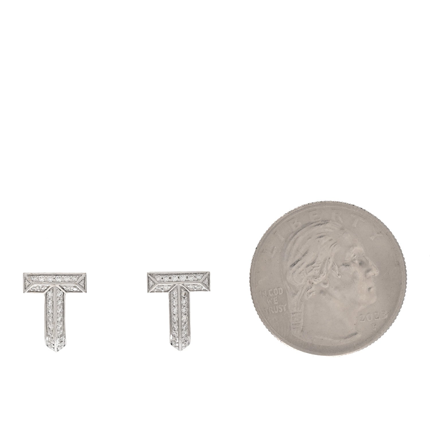 18K White Gold Diamond T1 Half Pave Huggie Earrings — view 2
