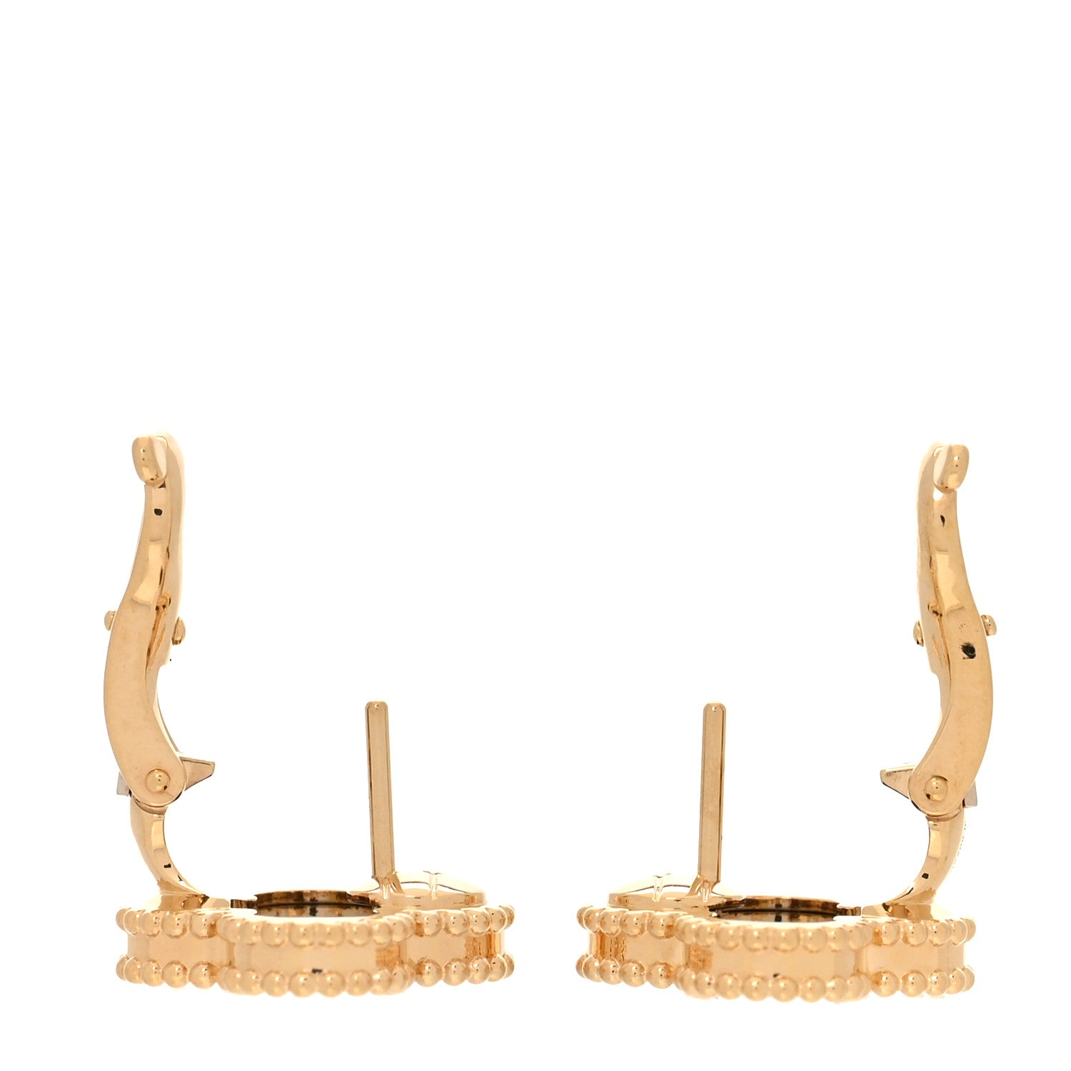 18k Yellow Gold Black Onyx Vintage Alhambra Earrings — view 3