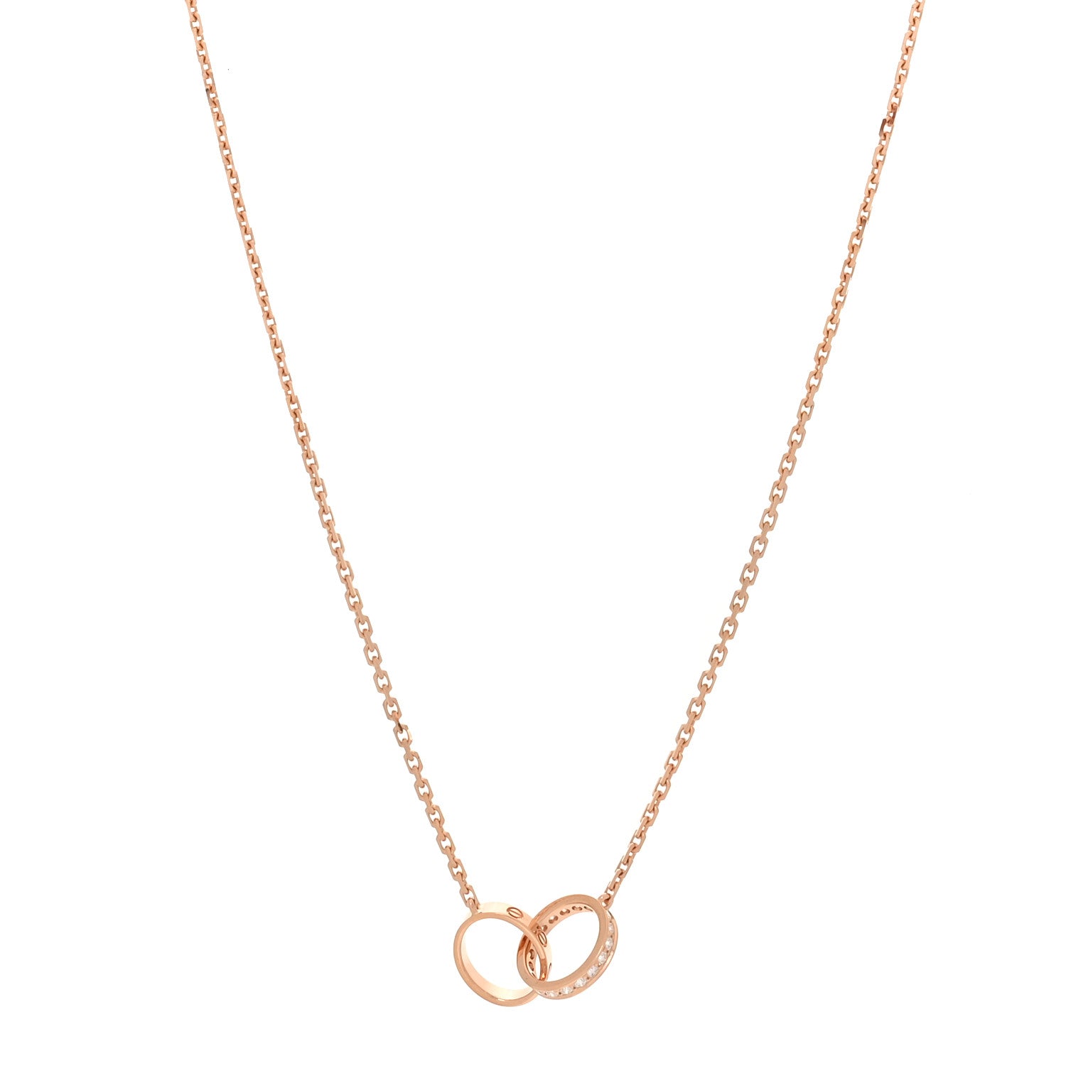 18K Pink Gold Diamond Interlocking LOVE Necklace