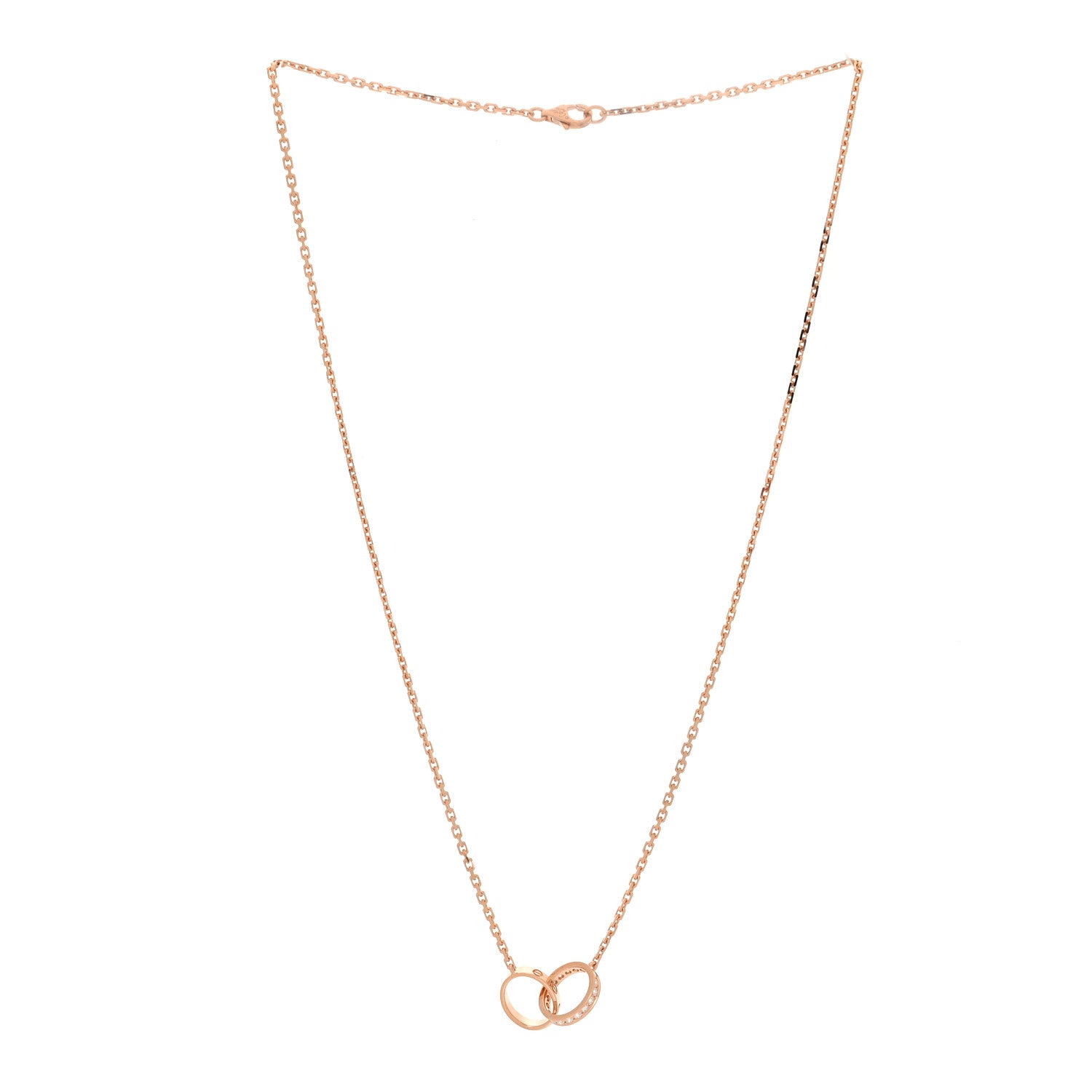 18K Pink Gold Diamond Interlocking LOVE Necklace — view 3