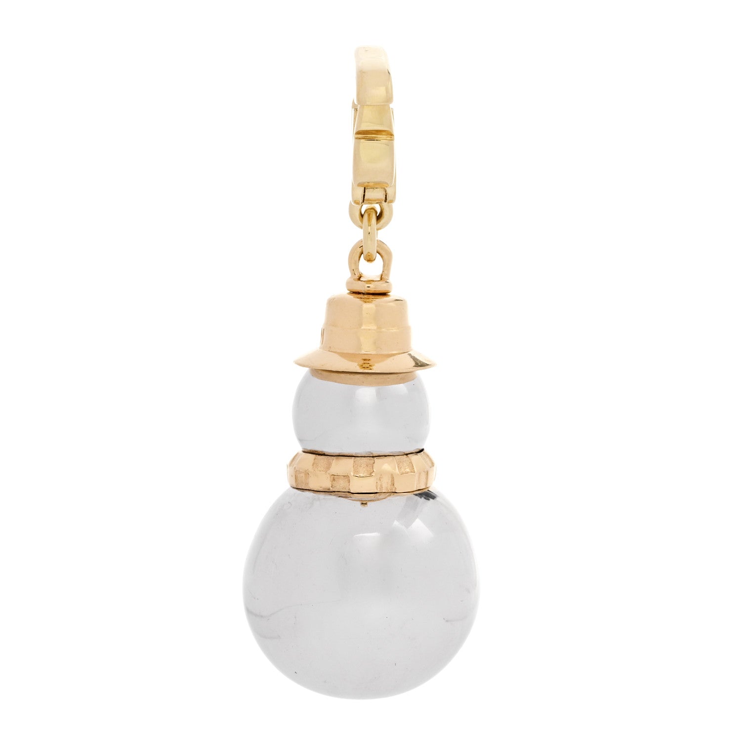 18K Yellow Pink White Gold Black Onyx Snowman Charm Pendant — view 3