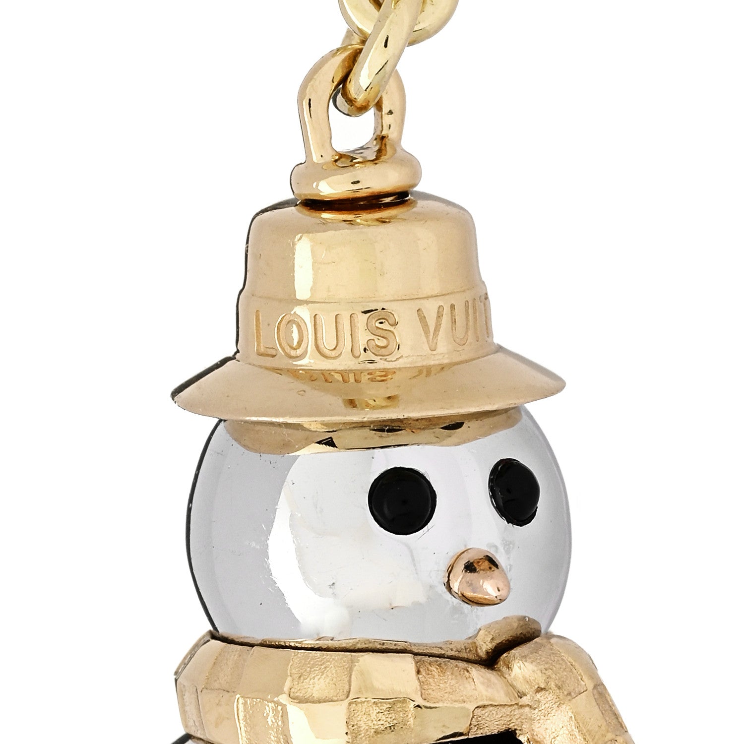 18K Yellow Pink White Gold Black Onyx Snowman Charm Pendant — view 5