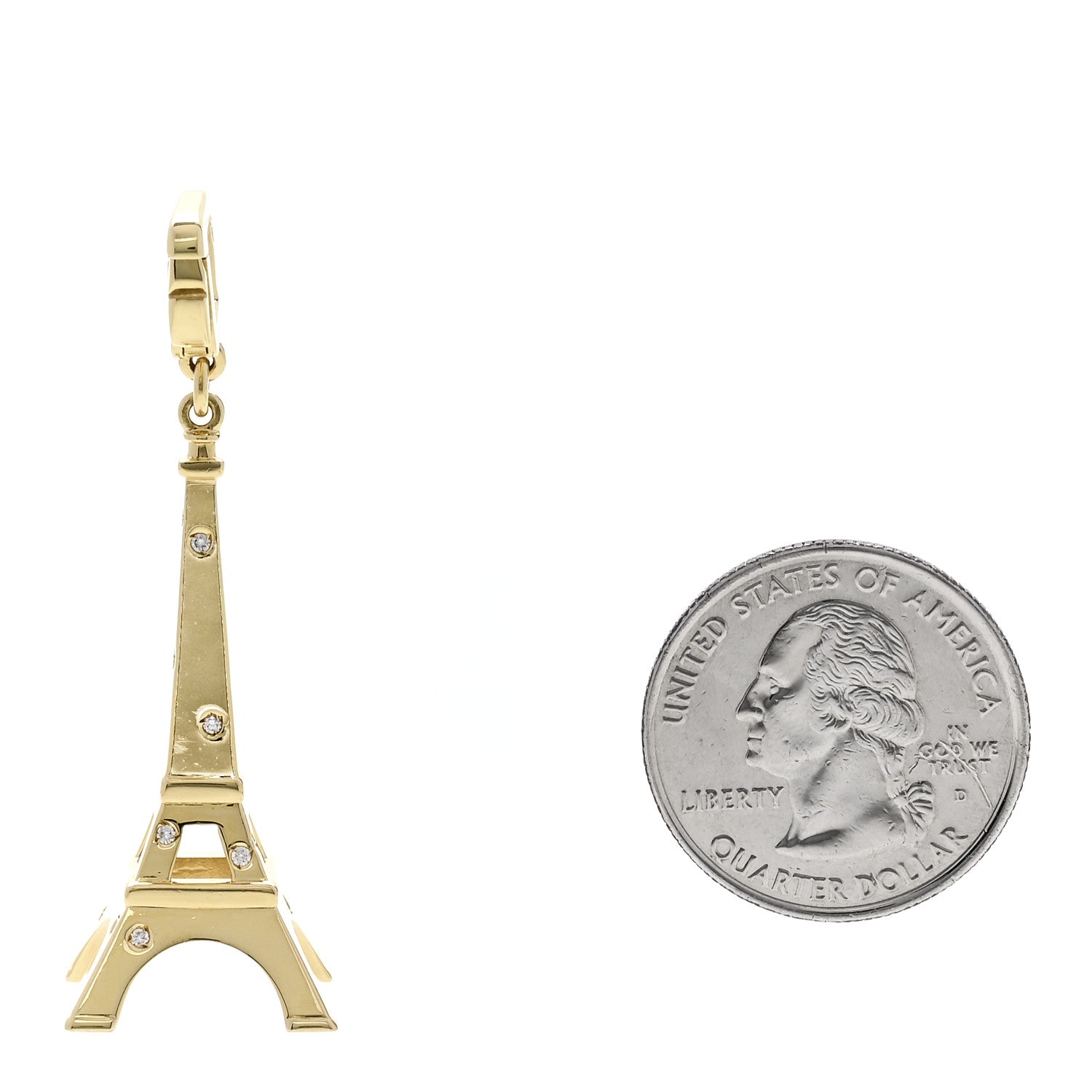 18K Yellow Gold Diamond Eiffel Tower Charm — view 2