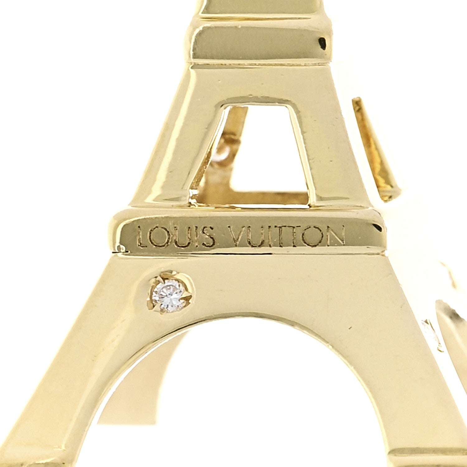 18K Yellow Gold Diamond Eiffel Tower Charm — view 4