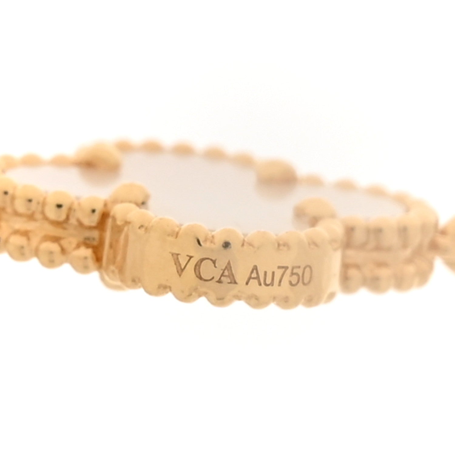 18K Yellow Gold Mother of Pearl 10 Motifs Vintage Alhambra Necklace — view 5