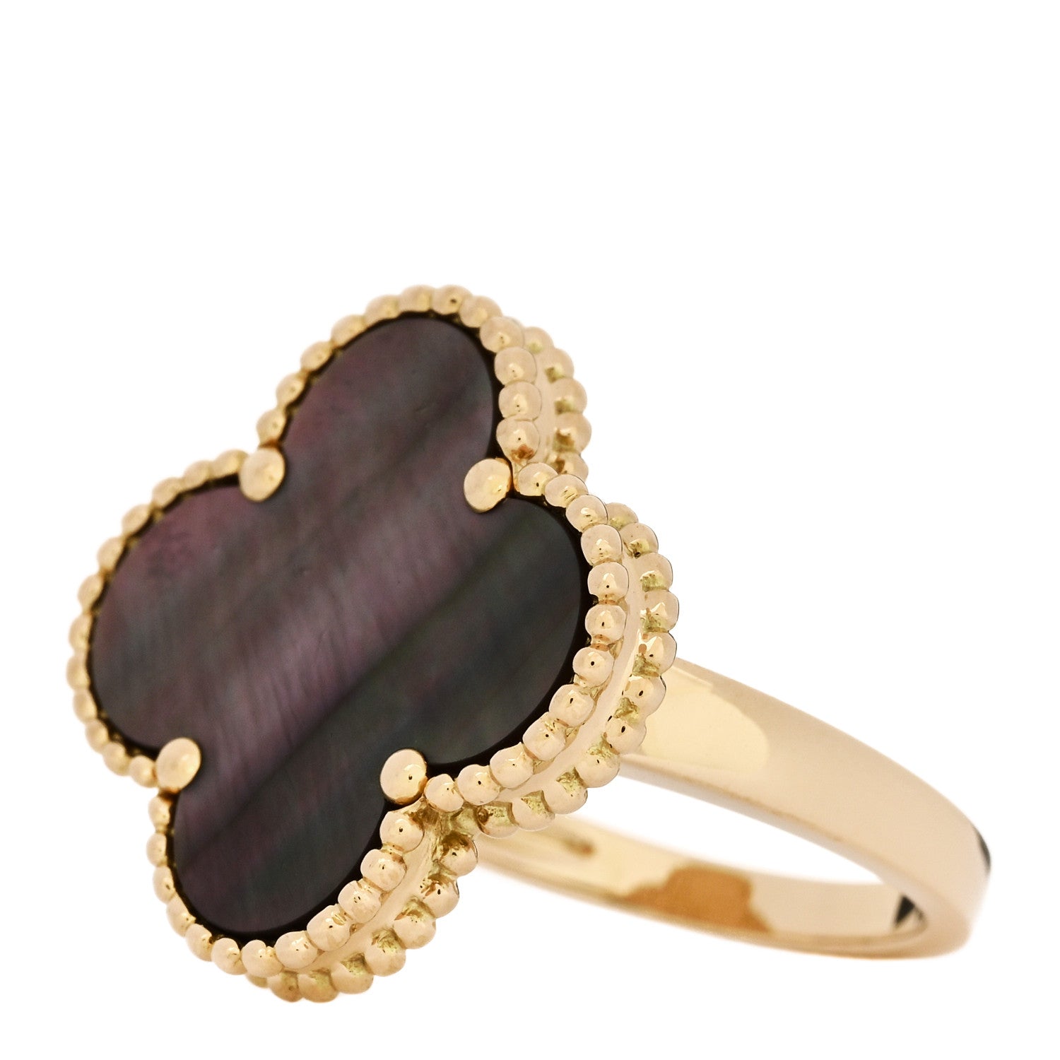 18K Yellow Gold Gray Mother of Pearl Magic Alhambra Ring 53 6.5 — view 3