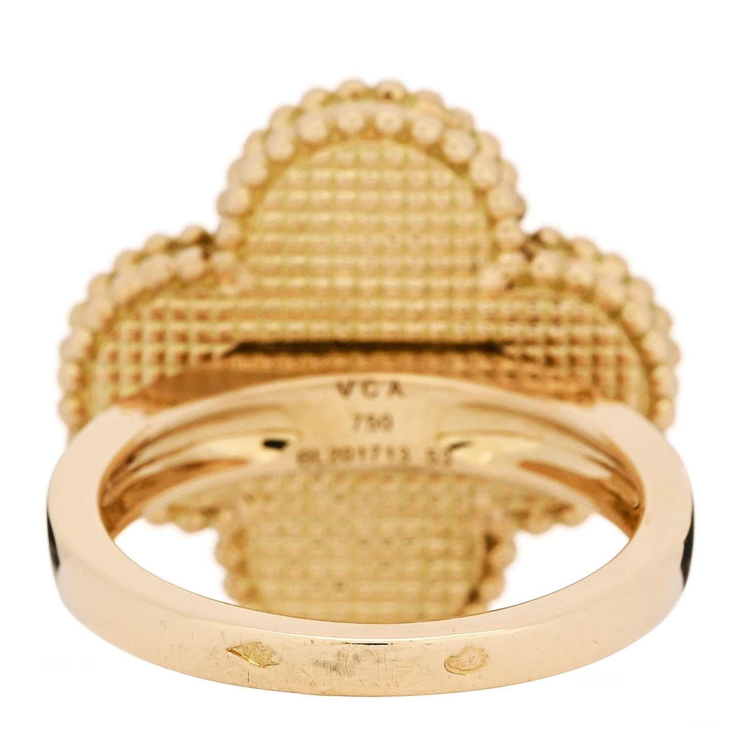 18K Yellow Gold Gray Mother of Pearl Magic Alhambra Ring 53 6.5 — view 4