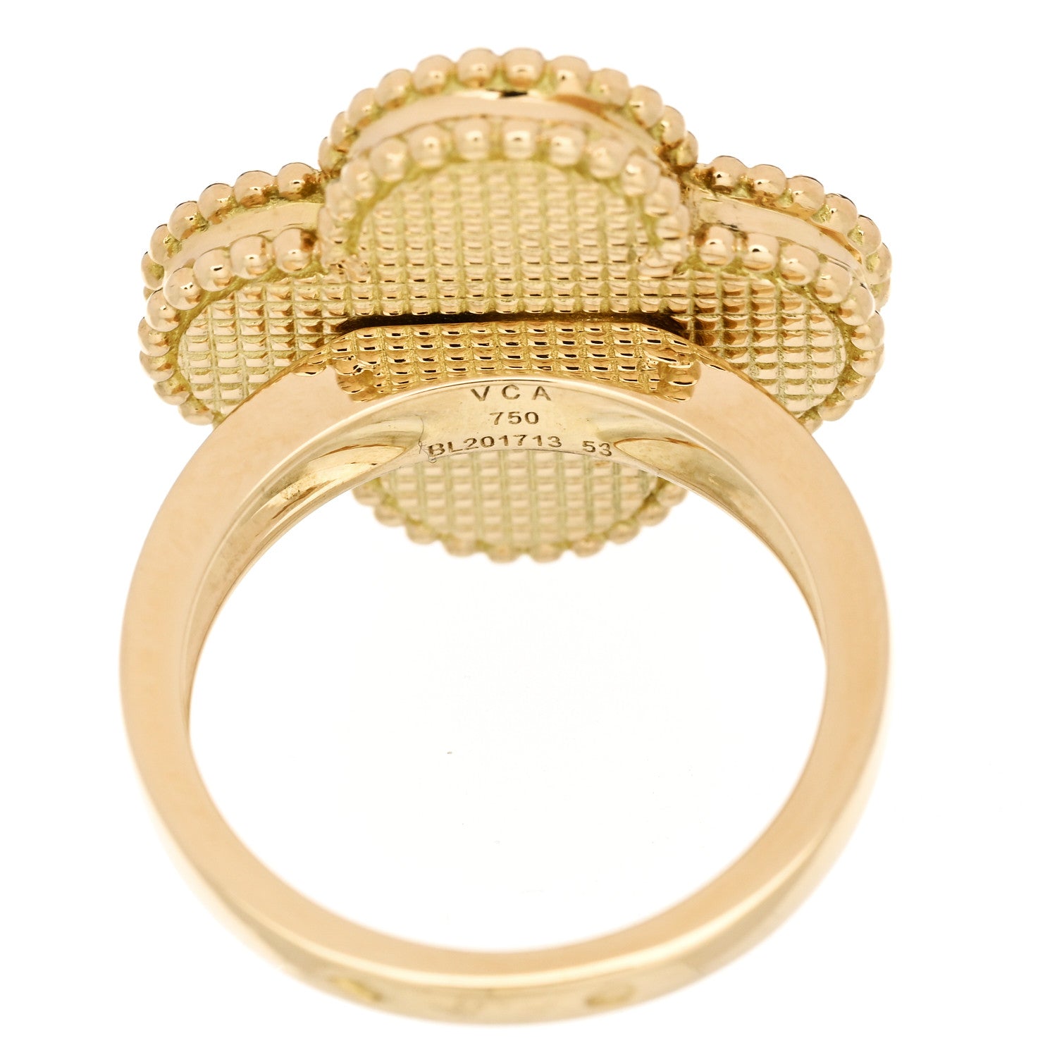 18K Yellow Gold Gray Mother of Pearl Magic Alhambra Ring 53 6.5 — view 5