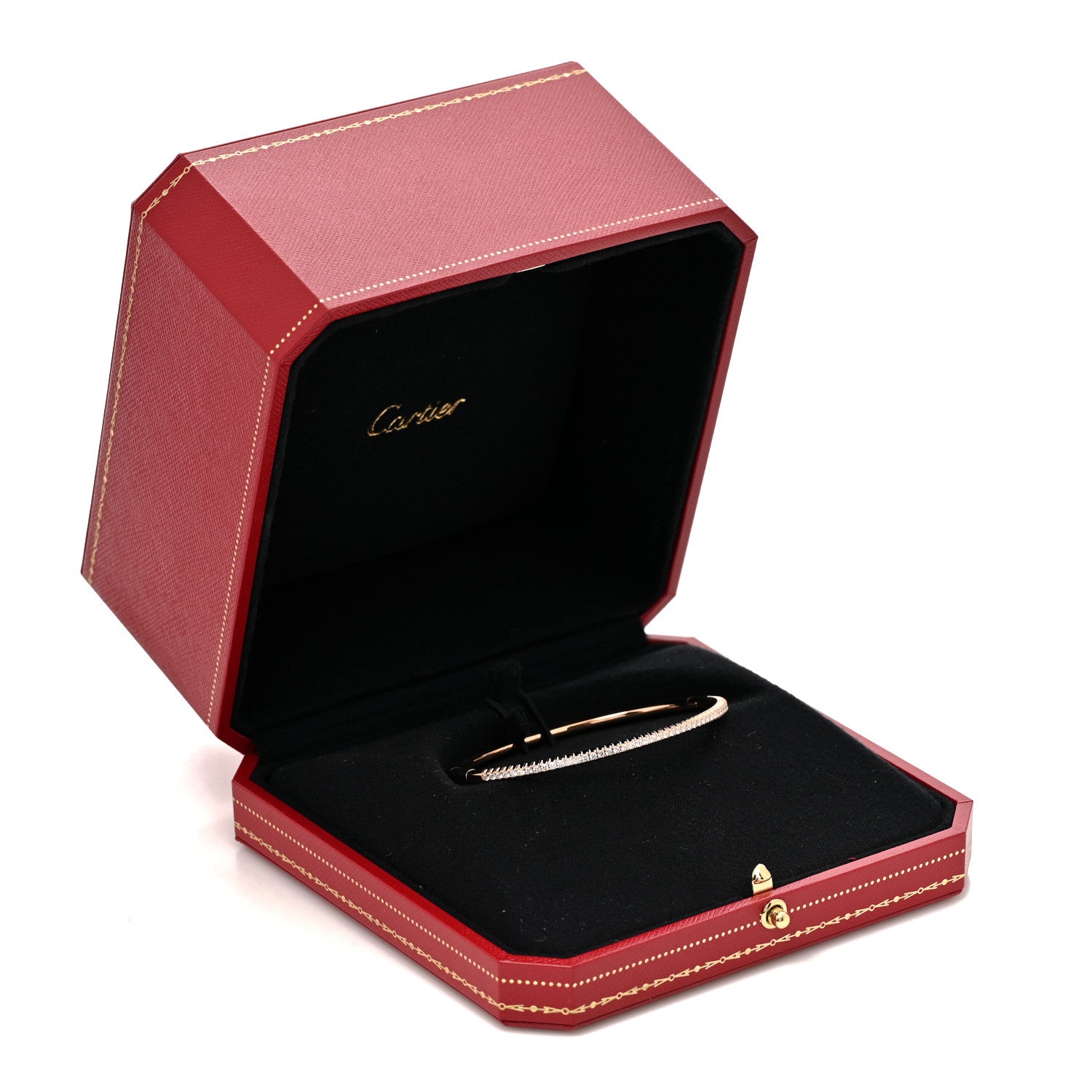 18K Pink Gold Diamond Etincelle de Cartier Bangle Bracelet 17 — view 4