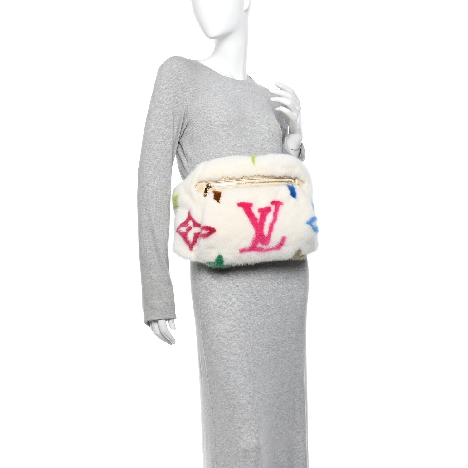 LV X TM Mink Ostrich Monogram Bum Bag White Multicolor — view 2