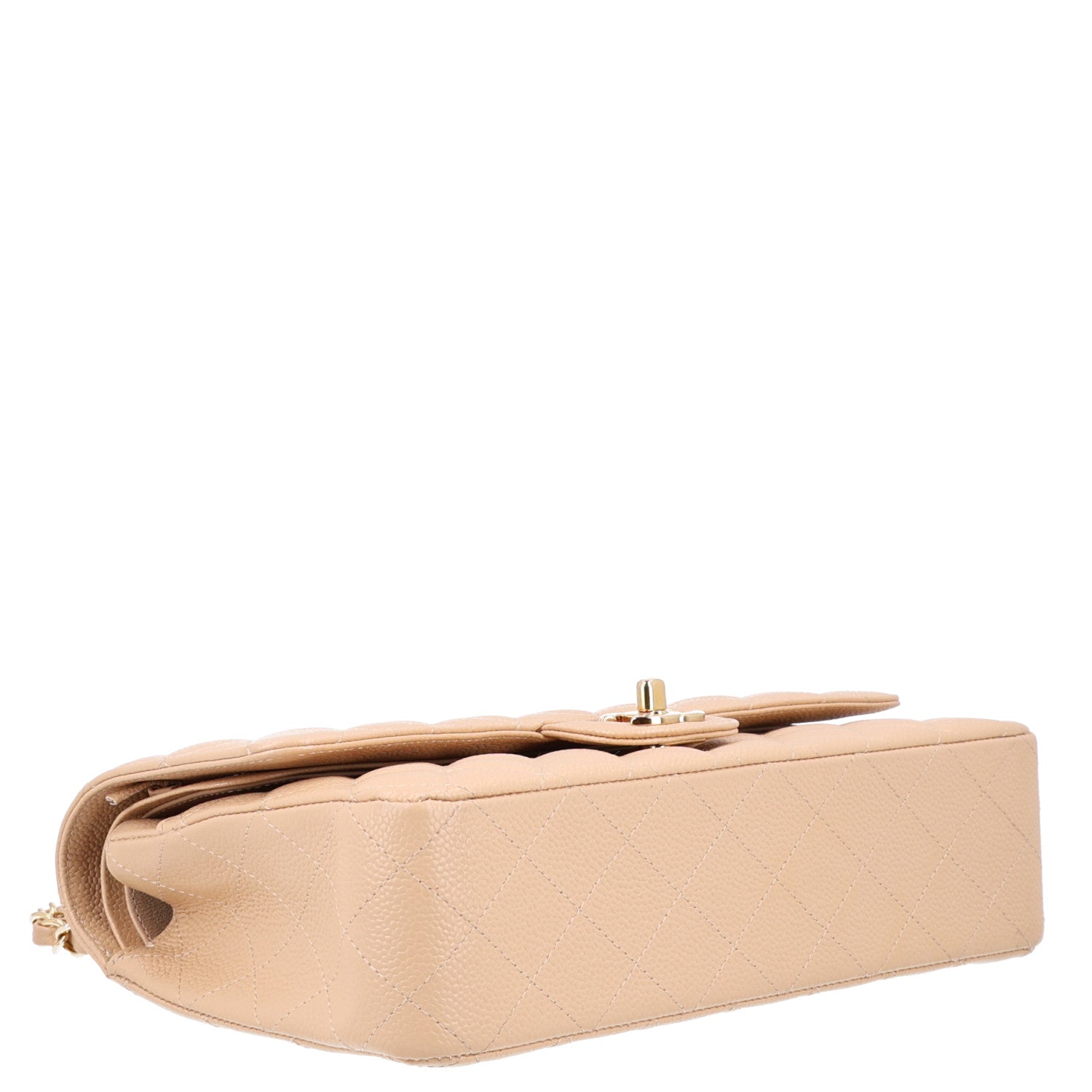 Caviar Quilted Medium Double Flap Beige — view 5