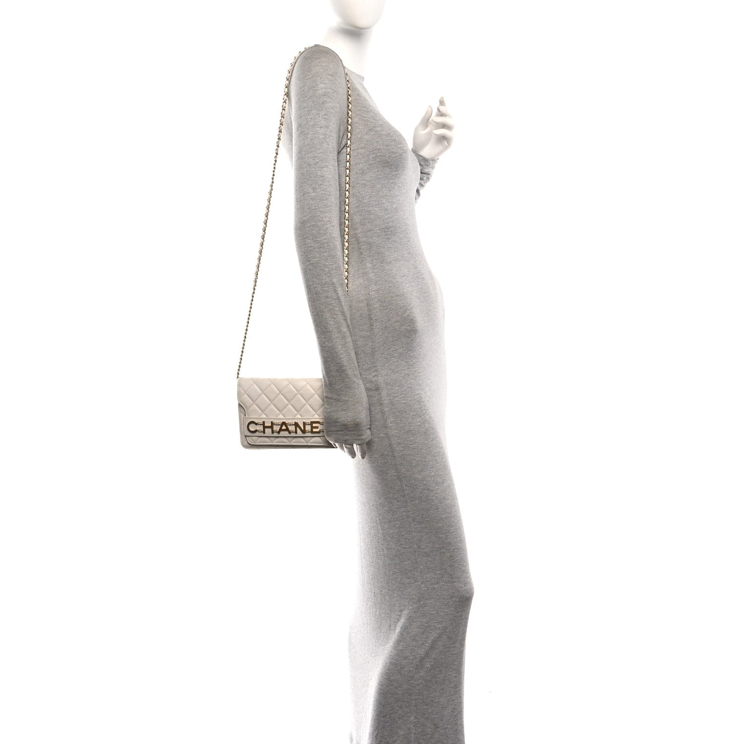 Calfskin Quilted Small Enchained Flap White — view 2