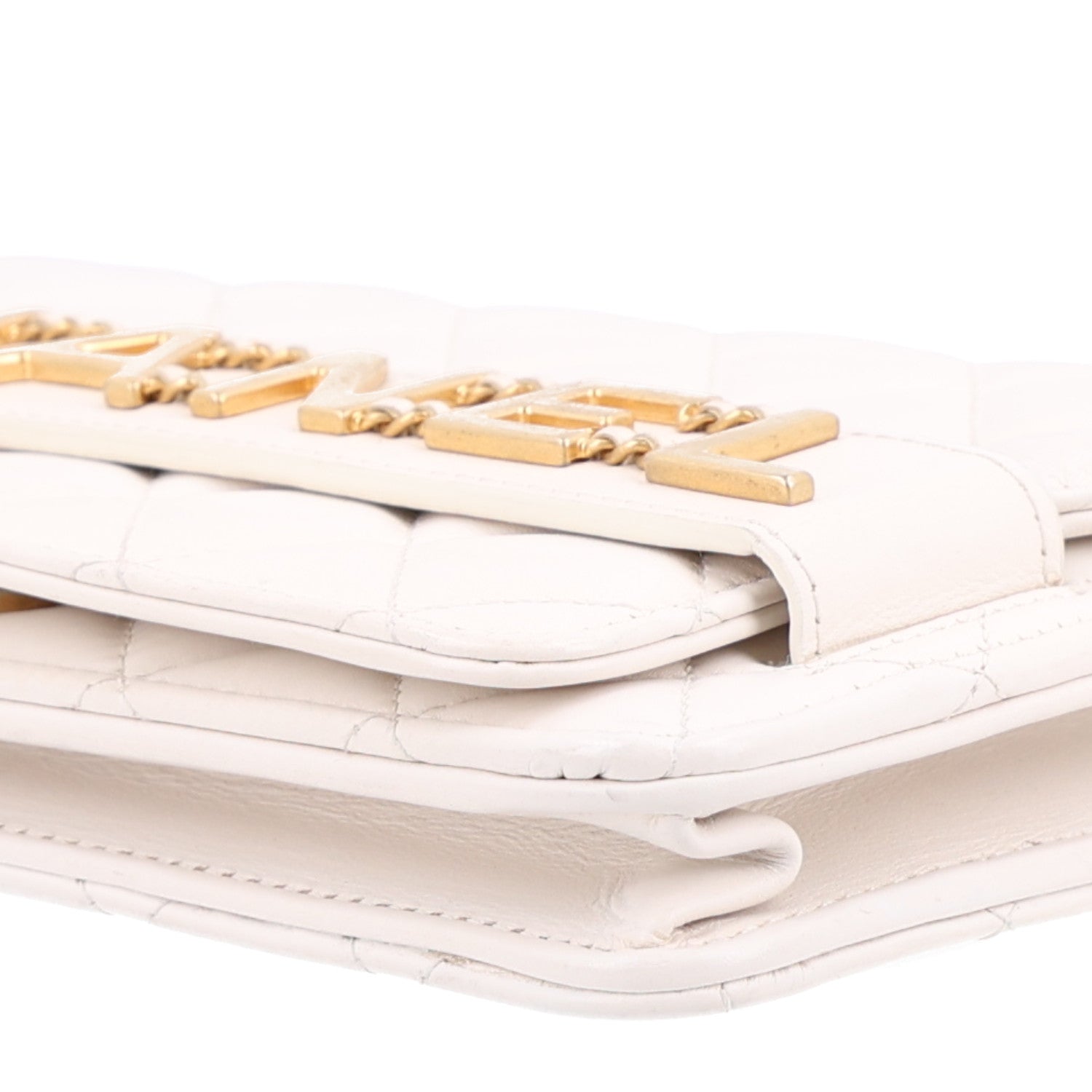 Calfskin Quilted Small Enchained Flap White — view 3