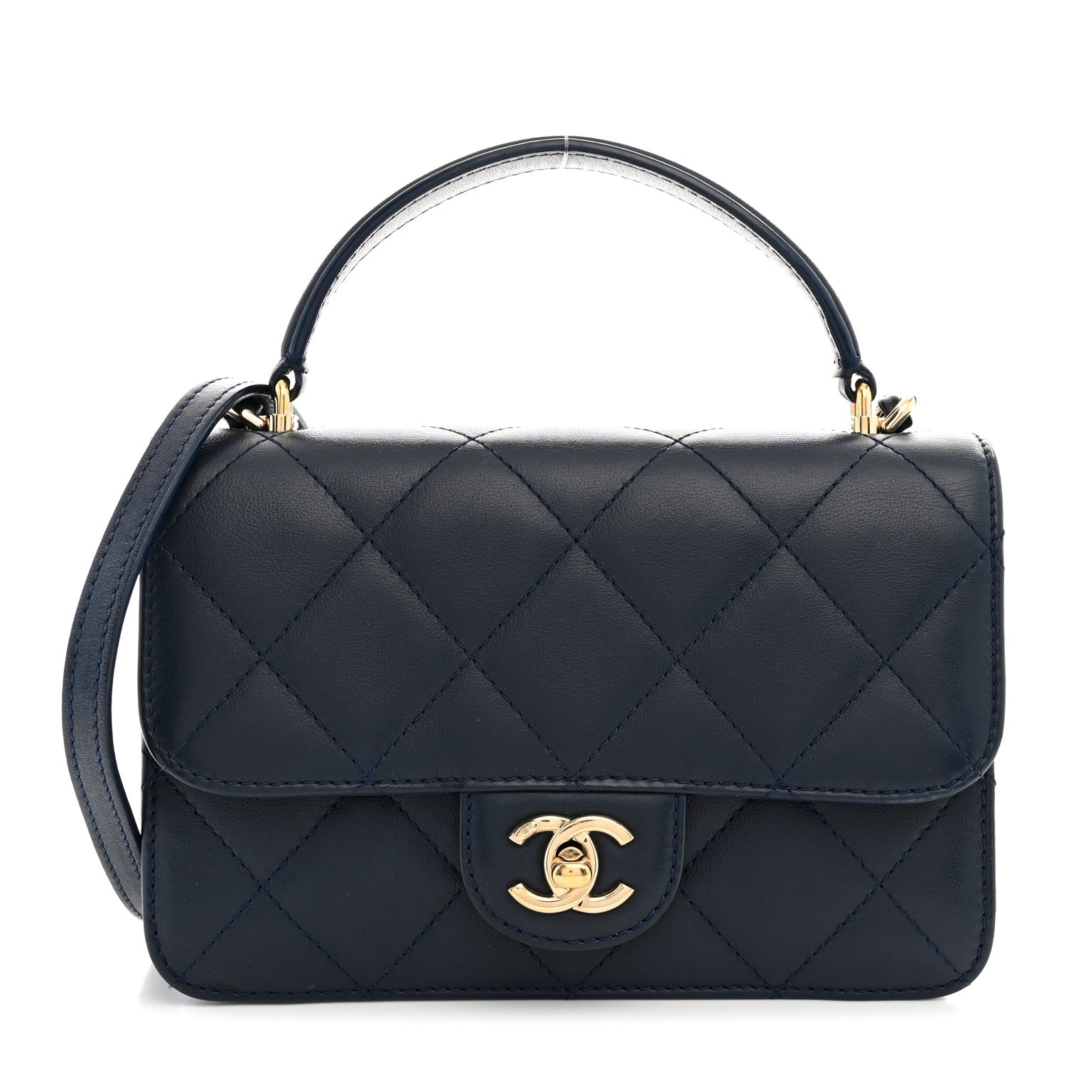 Calfskin Quilted Small Coco Lady Flap Navy