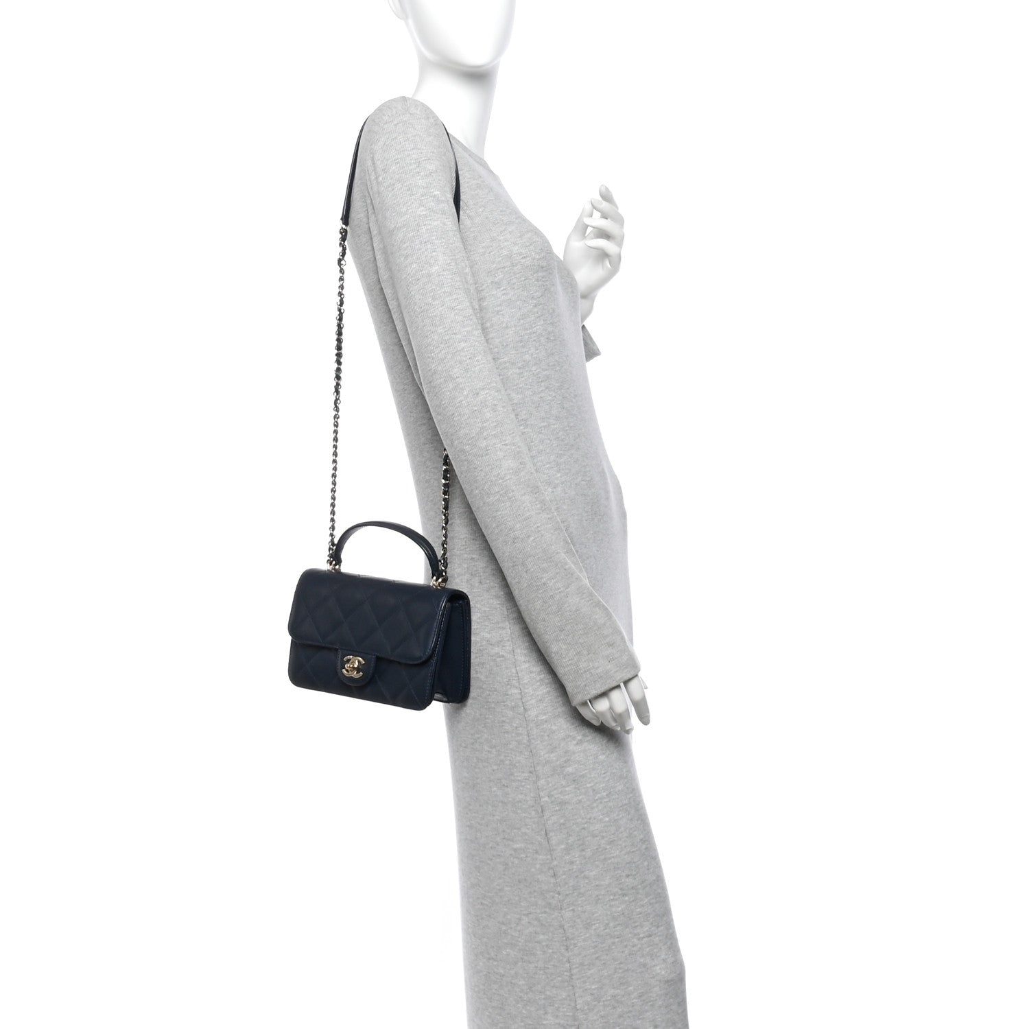 Calfskin Quilted Small Coco Lady Flap Navy — view 2