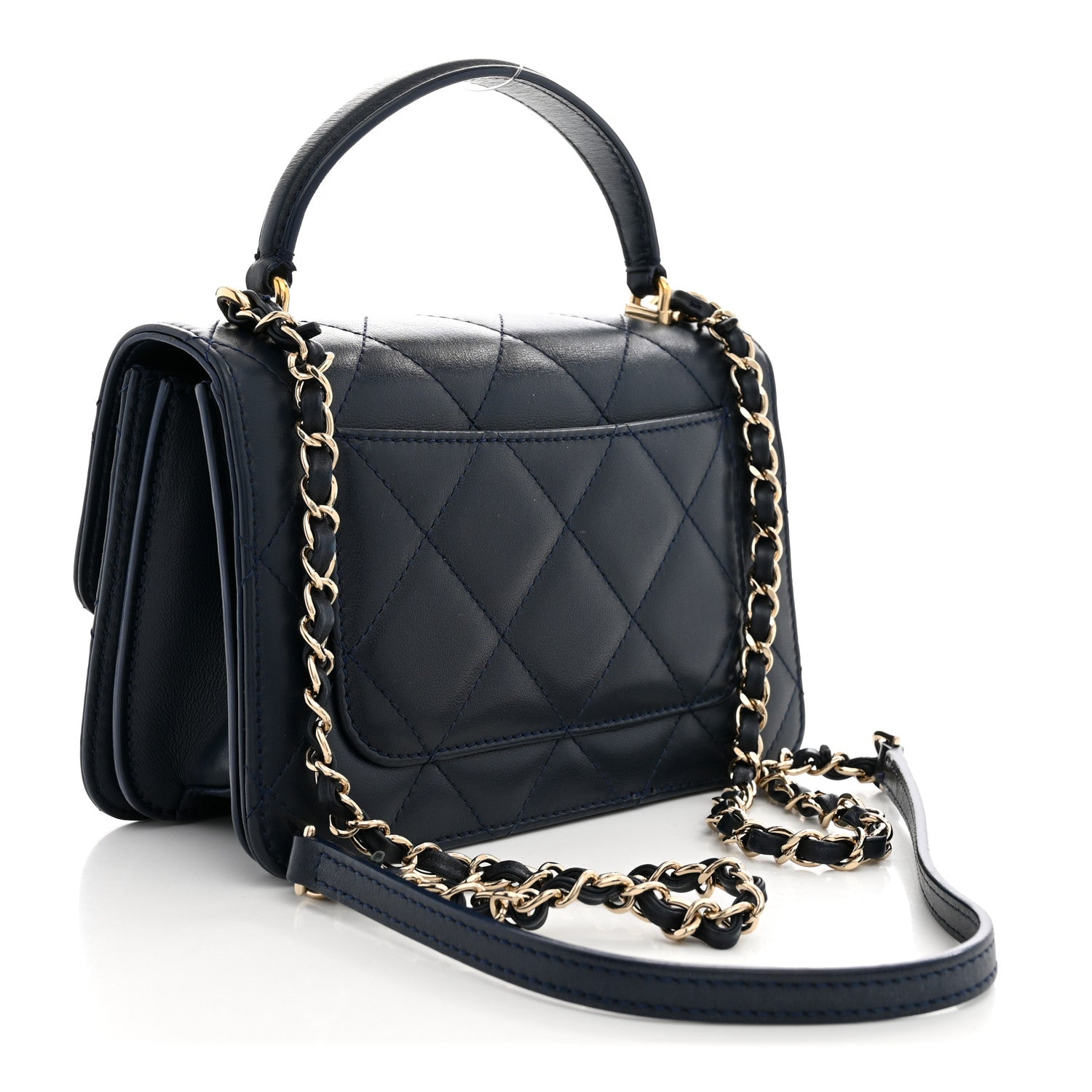 Calfskin Quilted Small Coco Lady Flap Navy — view 3