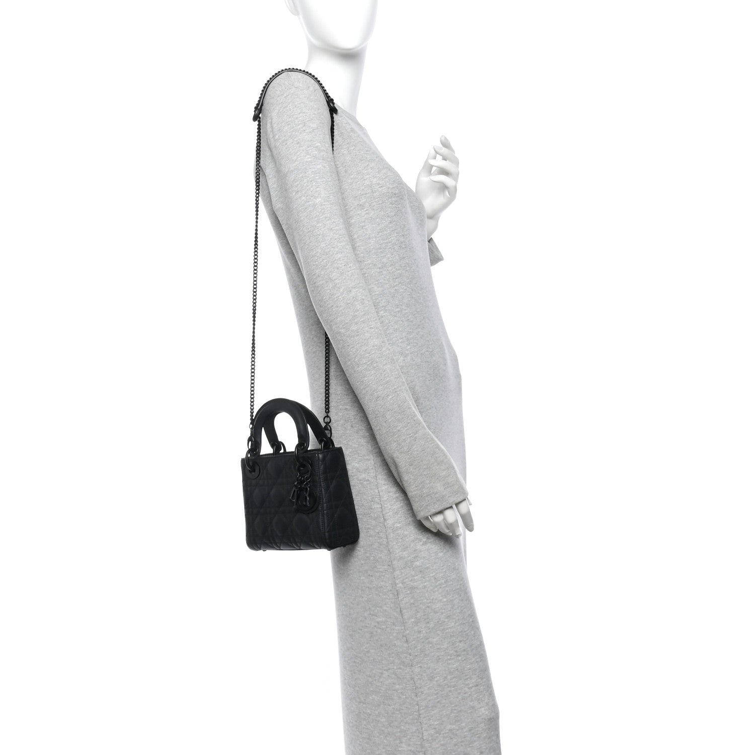 Ultra Matte Calfskin Cannage Mini Lady Dior Black — view 2