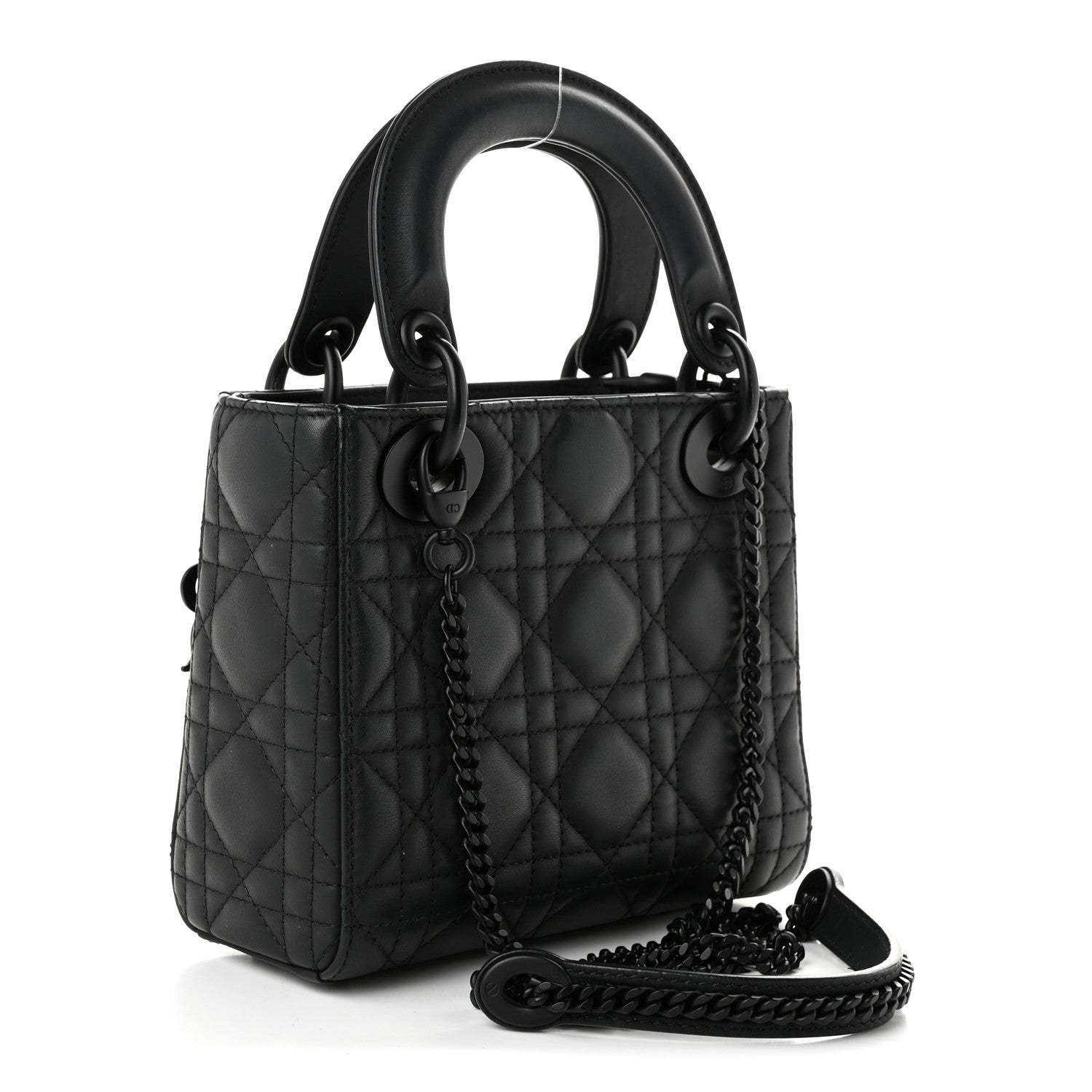 Ultra Matte Calfskin Cannage Mini Lady Dior Black — view 3