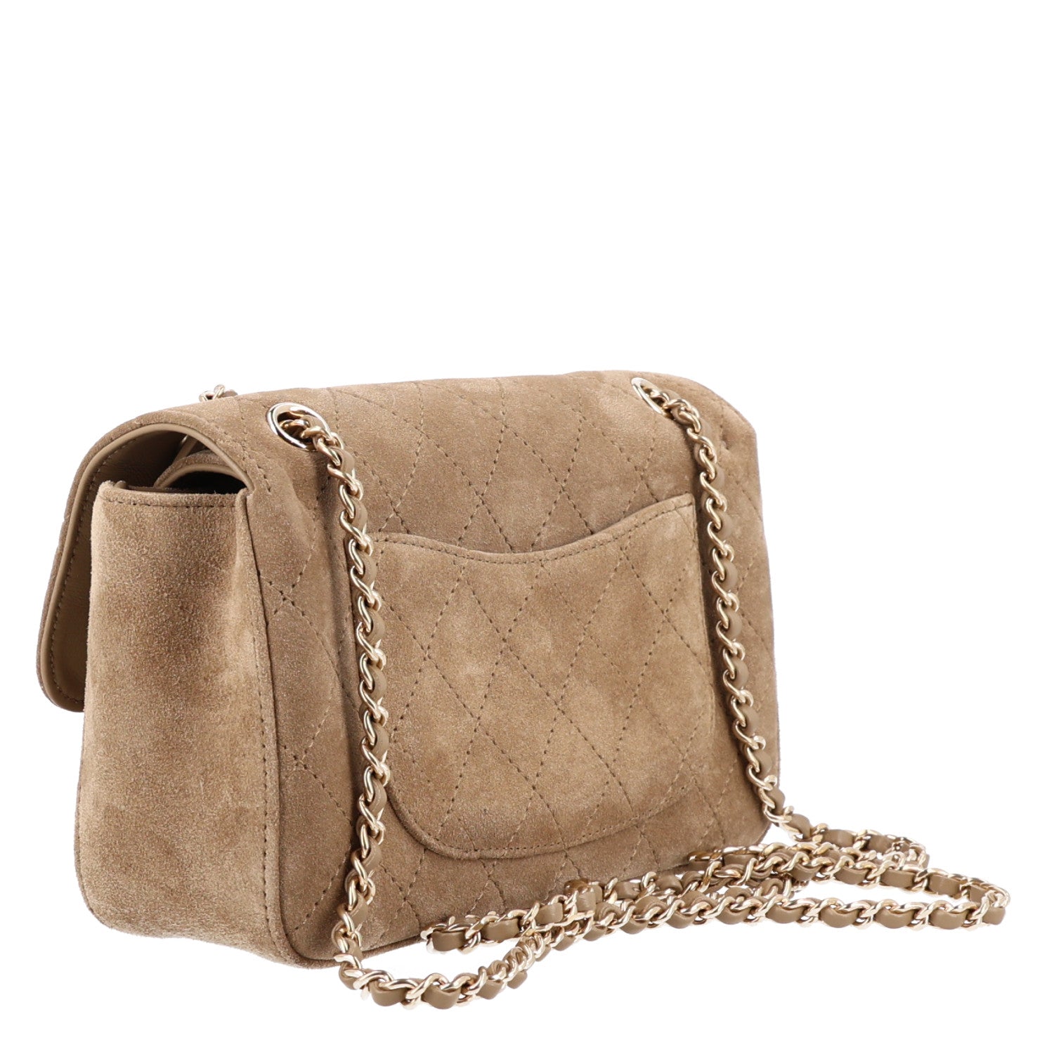 Suede Calfskin Mini Souplissimo Flap Dark Beige — view 3