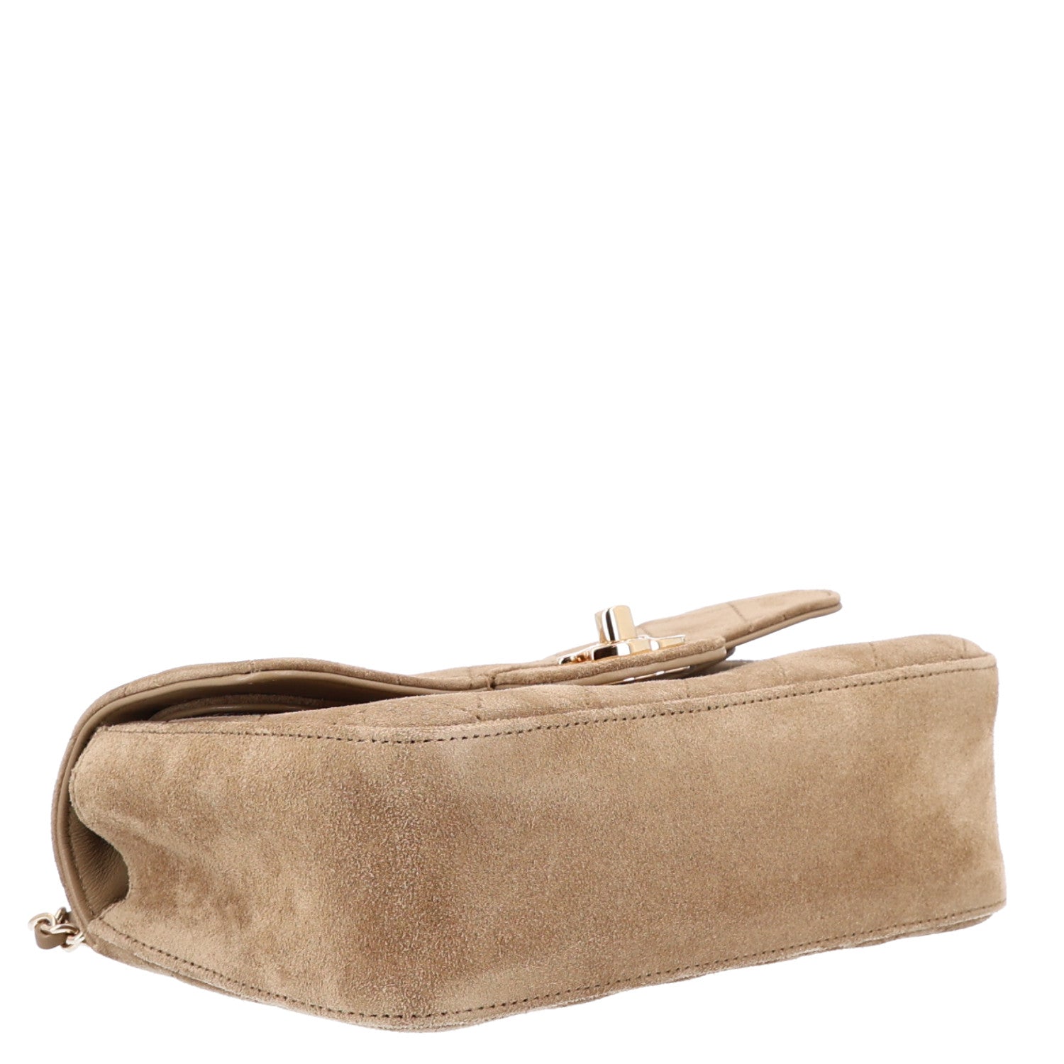 Suede Calfskin Mini Souplissimo Flap Dark Beige — view 4