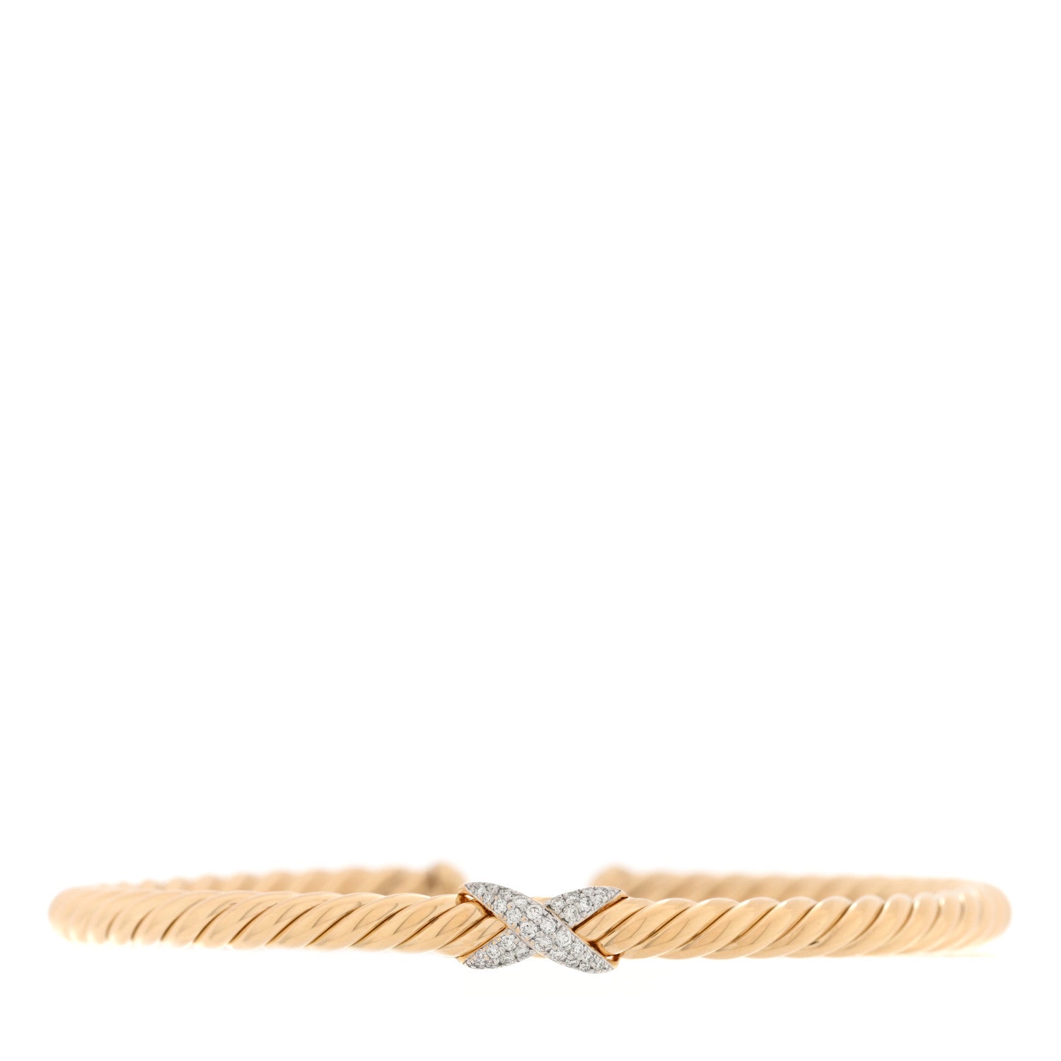 18K Yellow Gold Diamond 4mm Cablespira X Station Cable Bracelet